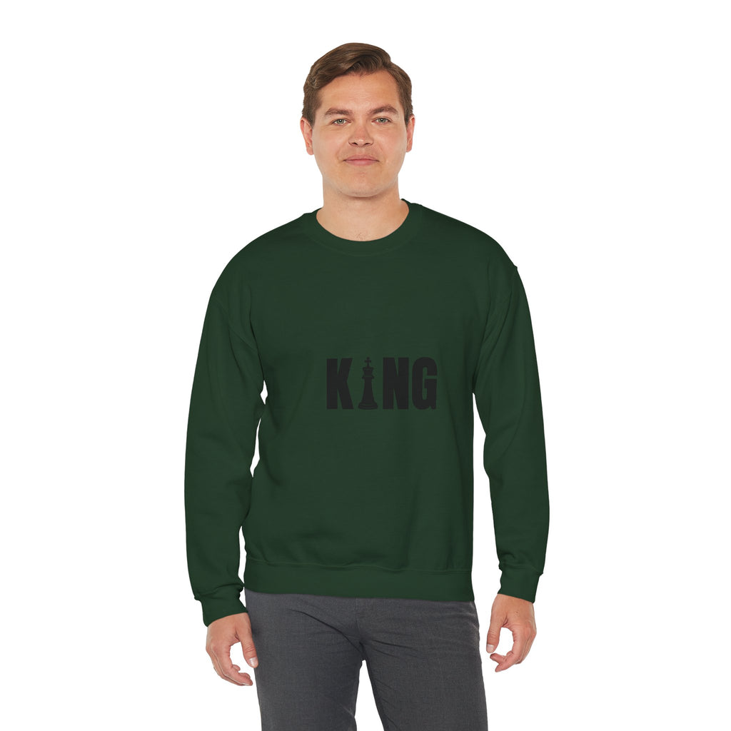 King Chess Piece Crewneck Sweatshirt — Minimalist Chess King Graphic