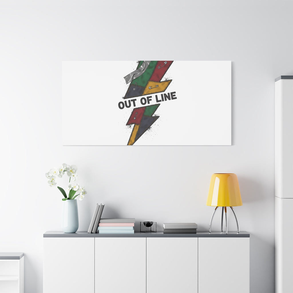 Out of Line Lightning Canvas | Grunge Plaid Patchwork, 90s Rock Revival