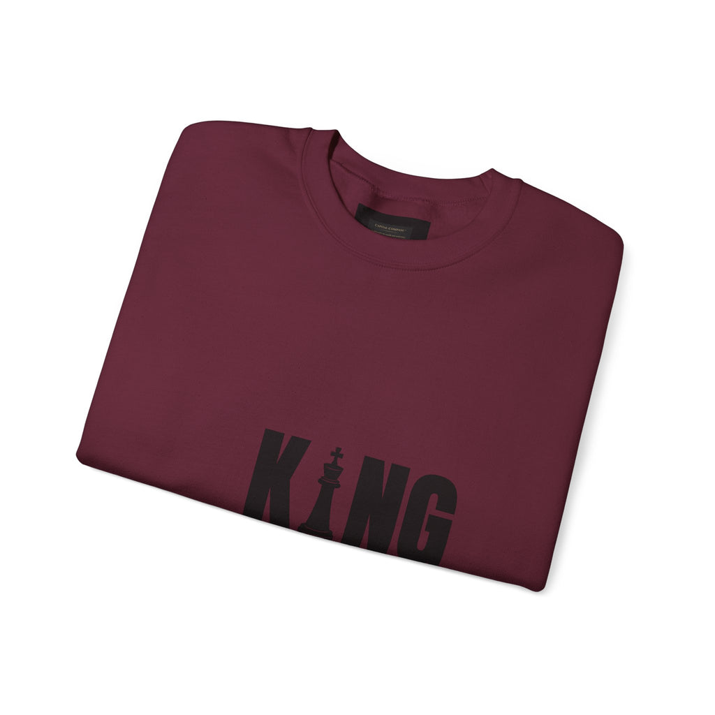 King Chess Piece Crewneck Sweatshirt — Minimalist Chess King Graphic