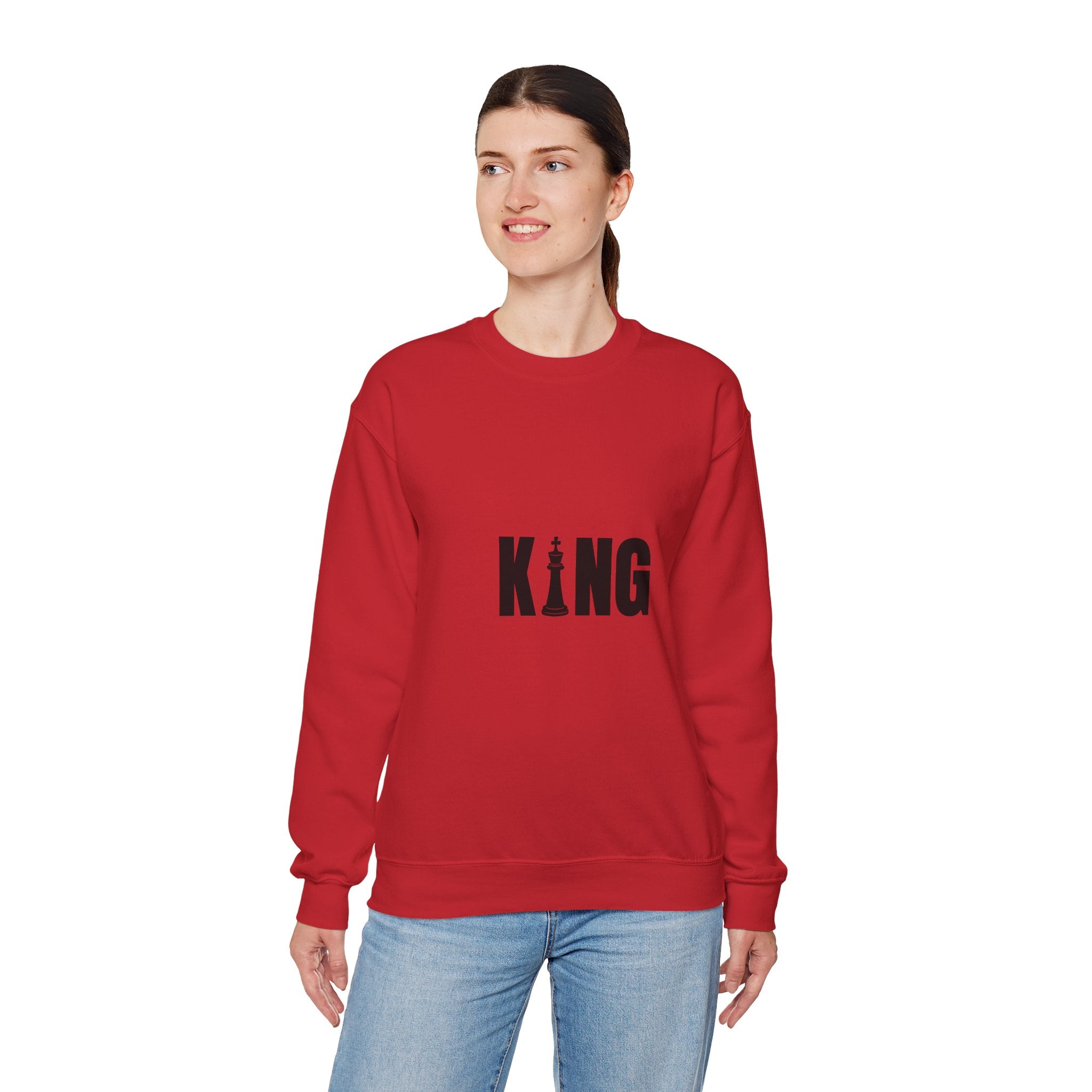 King Chess Piece Crewneck Sweatshirt — Minimalist Chess King Graphic
