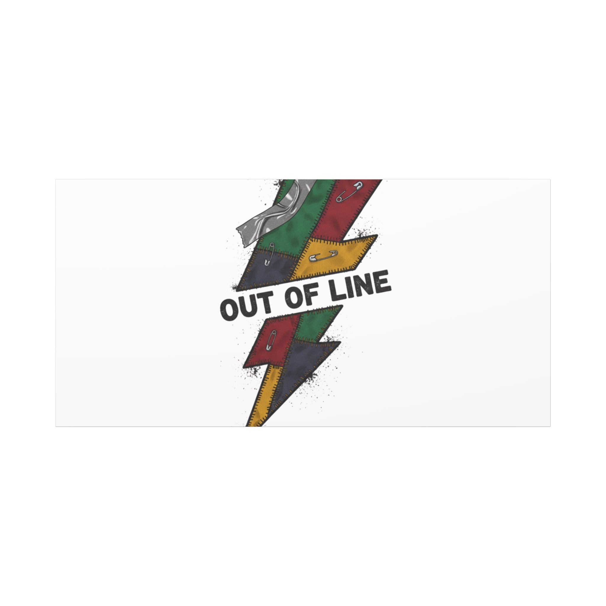 Out of Line Lightning Canvas | Grunge Plaid Patchwork, 90s Rock Revival