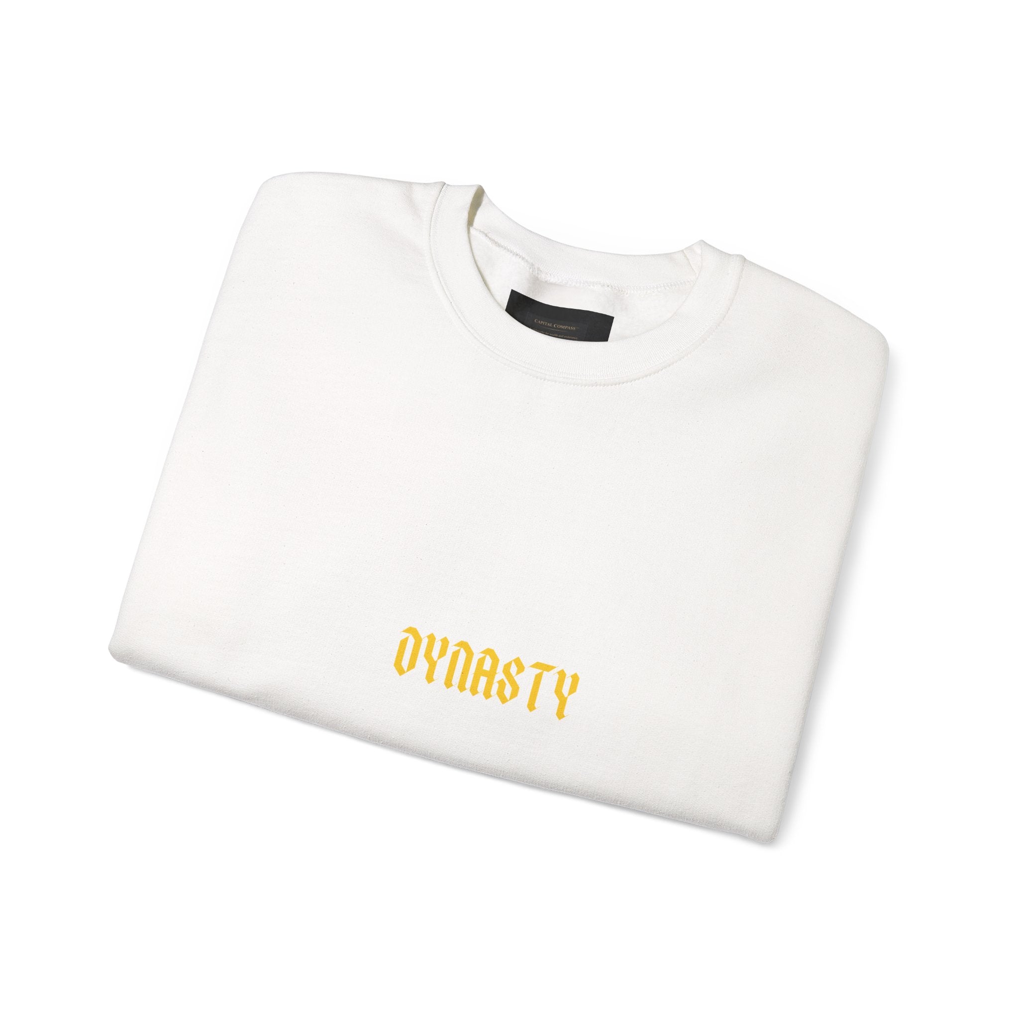Dynasty Minimalist Crewneck Sweatshirt — Small Gold Text