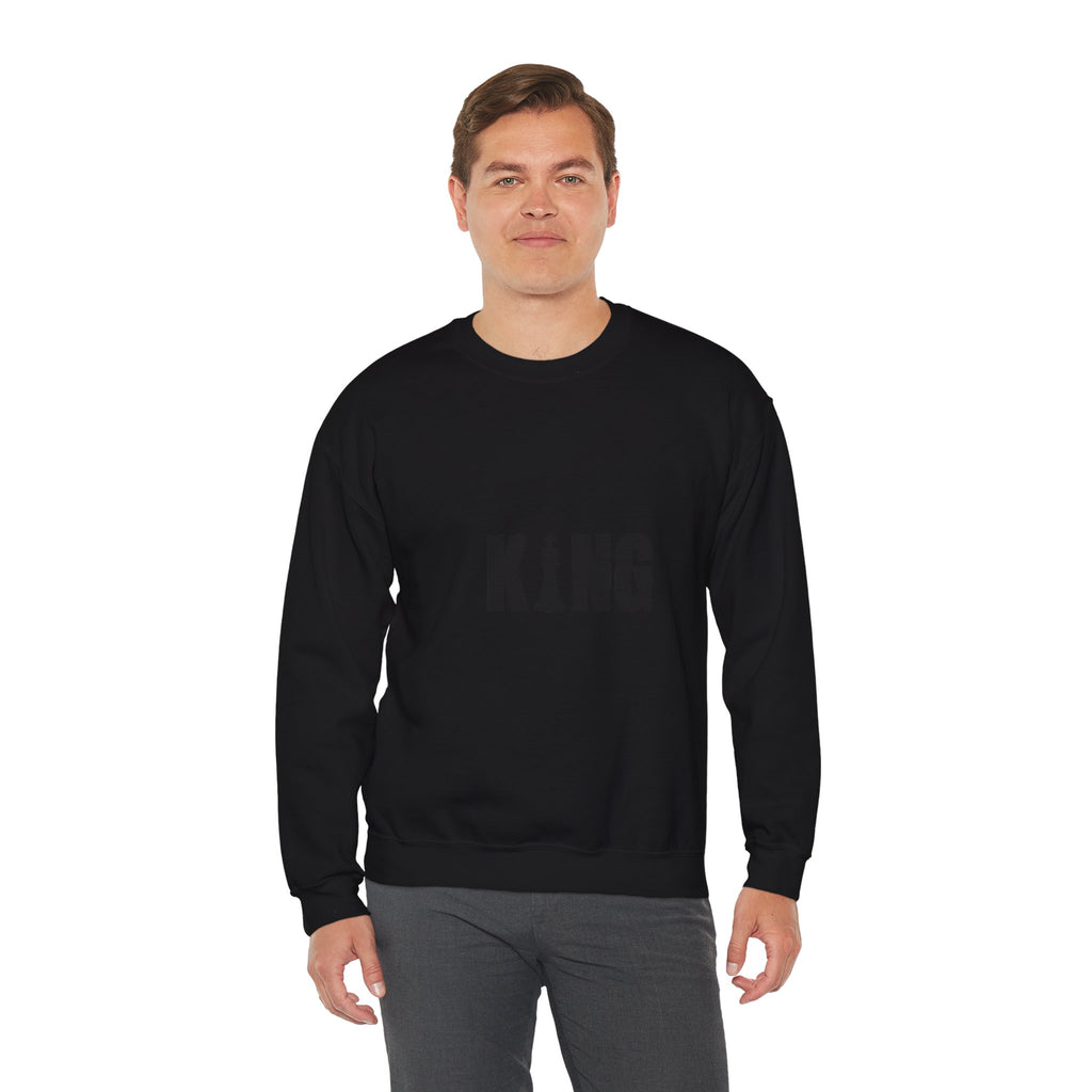 King Chess Piece Crewneck Sweatshirt — Minimalist Chess King Graphic