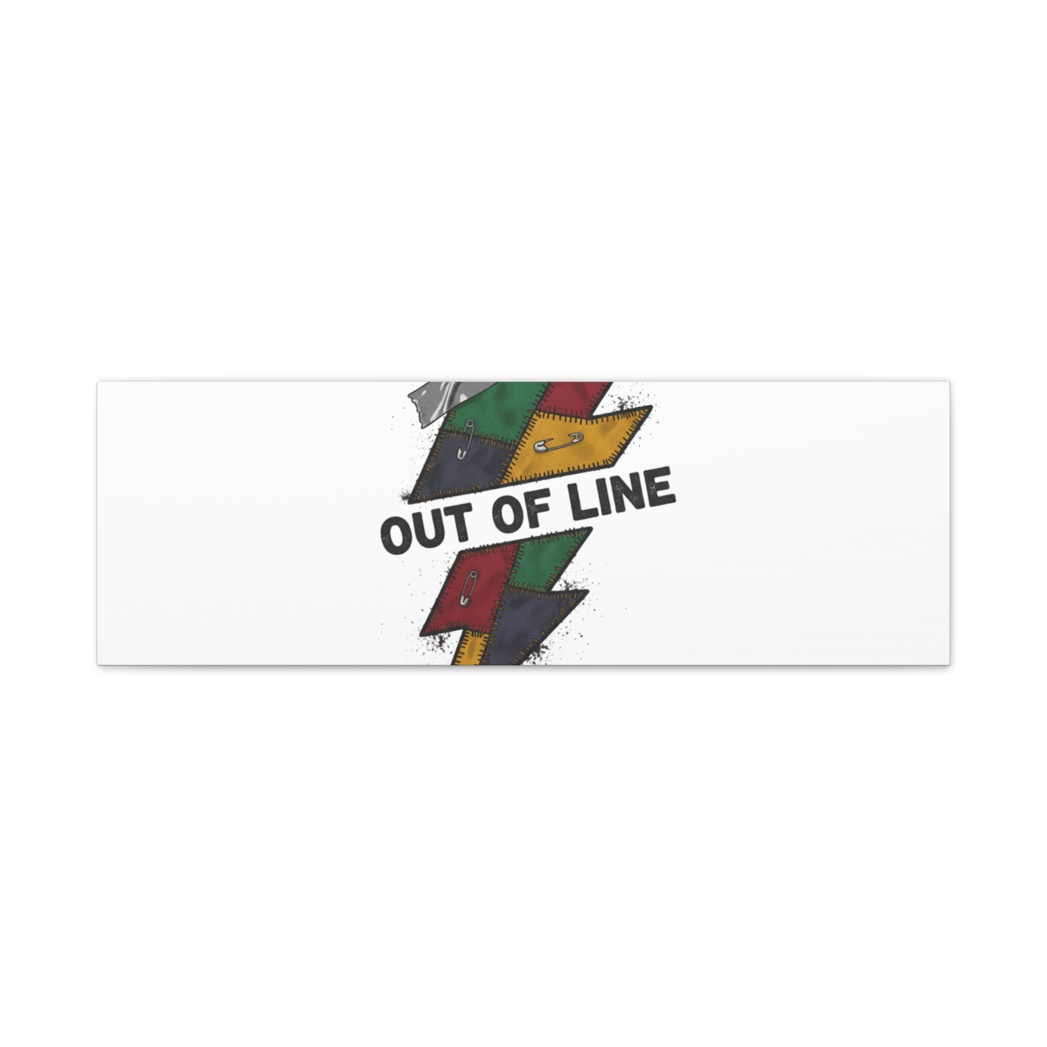 Out of Line Lightning Canvas | Grunge Plaid Patchwork, 90s Rock Revival