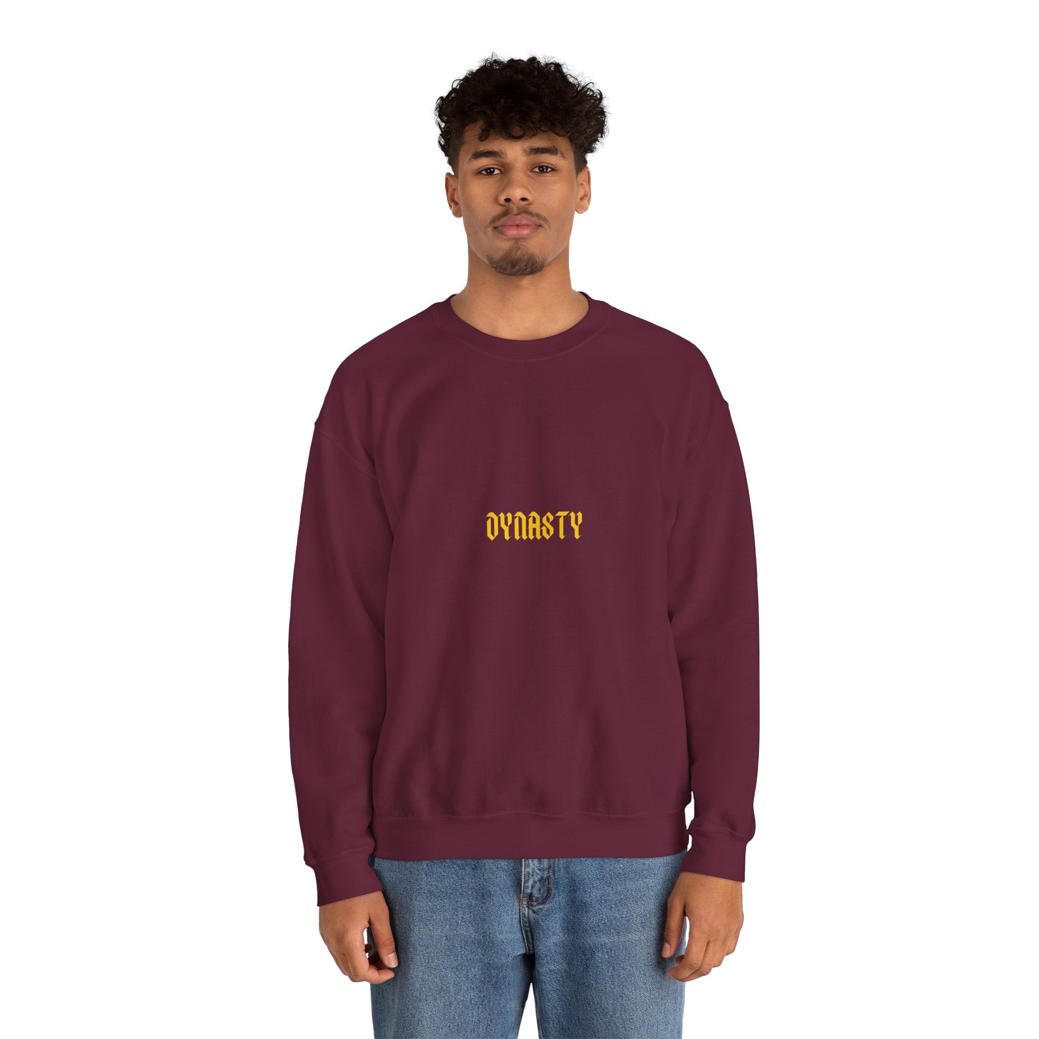 Dynasty Minimalist Crewneck Sweatshirt — Small Gold Text