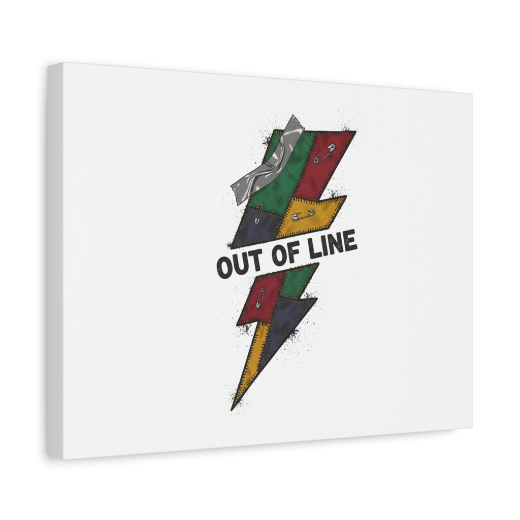 Out of Line Lightning Canvas | Grunge Plaid Patchwork, 90s Rock Revival