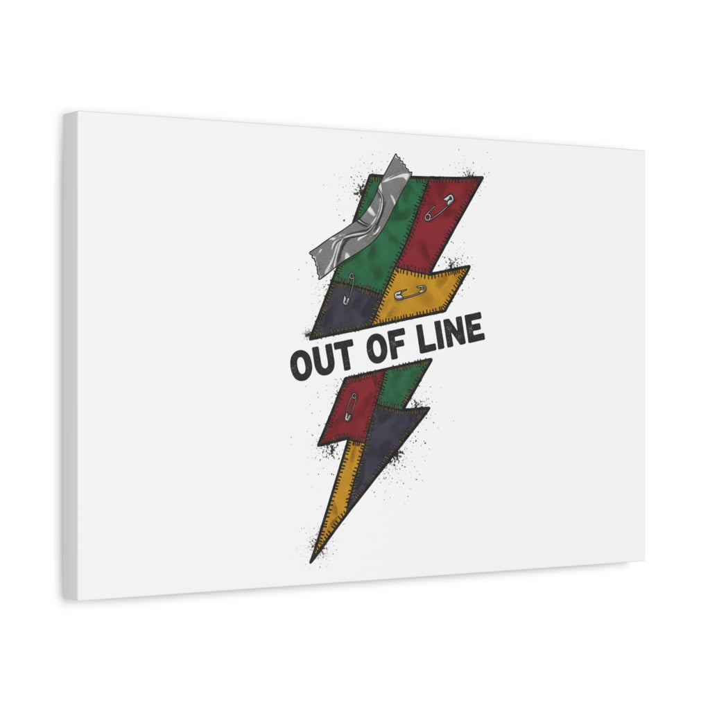 Out of Line Lightning Canvas | Grunge Plaid Patchwork, 90s Rock Revival