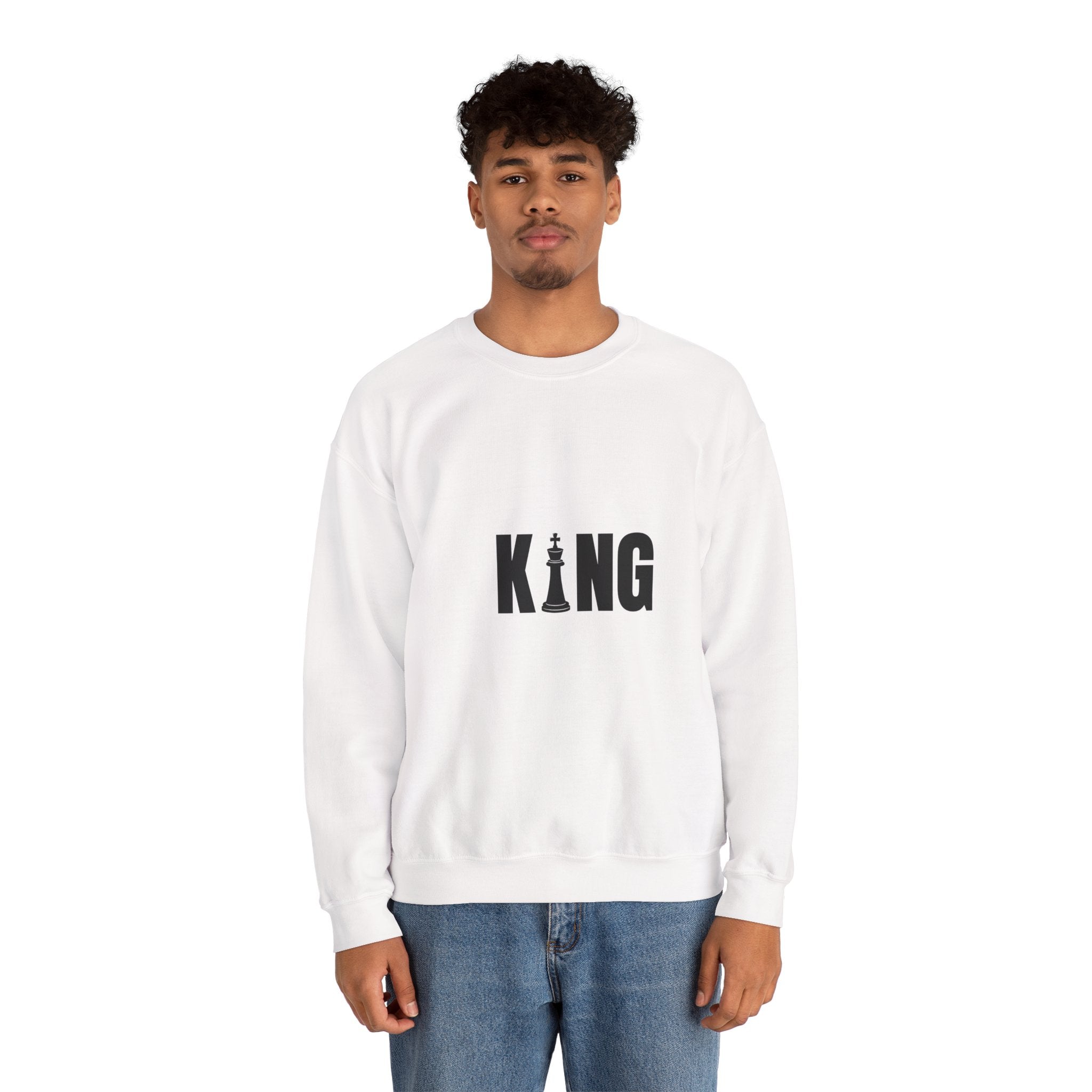 King Chess Piece Crewneck Sweatshirt — Minimalist Chess King Graphic