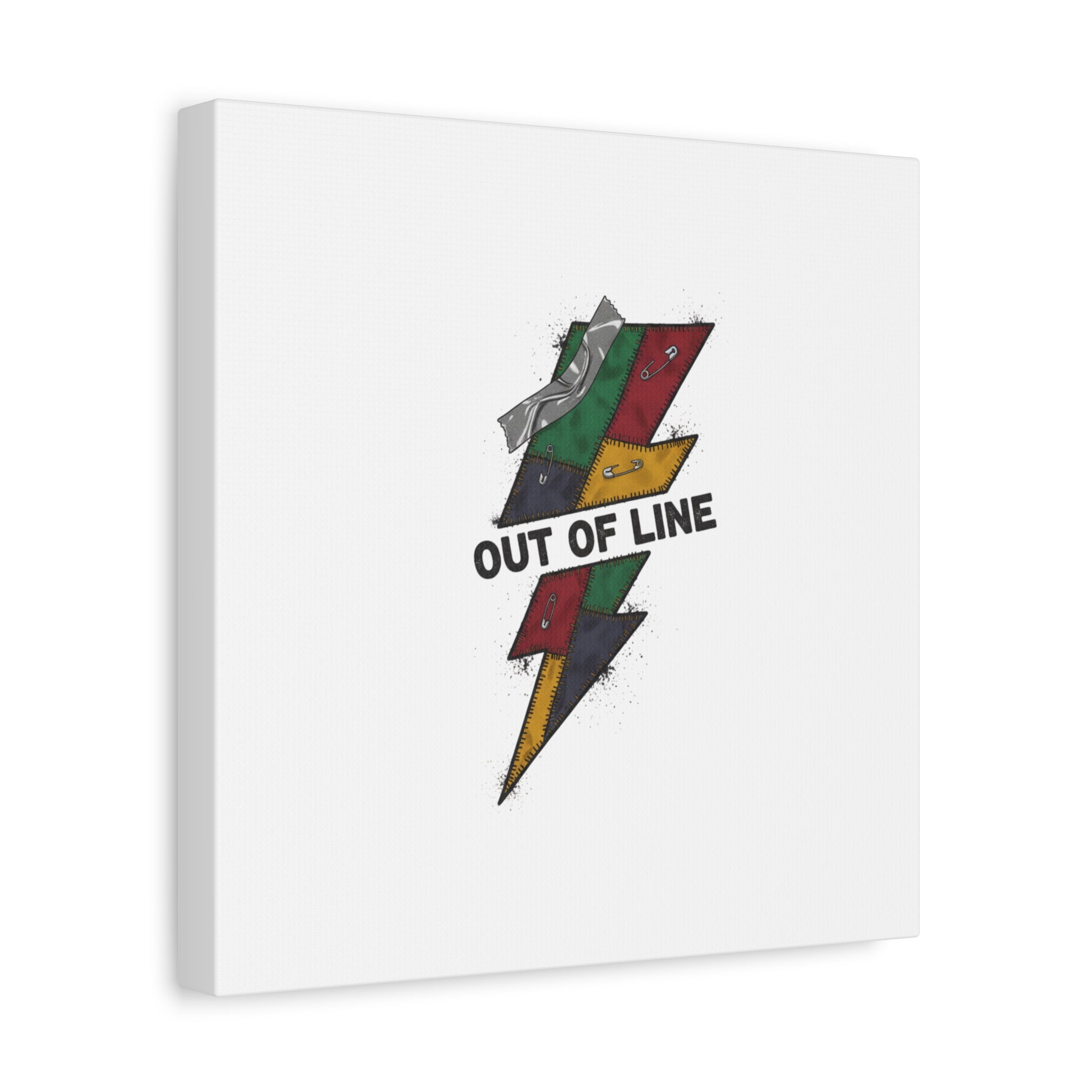 Out of Line Lightning Canvas | Grunge Plaid Patchwork, 90s Rock Revival