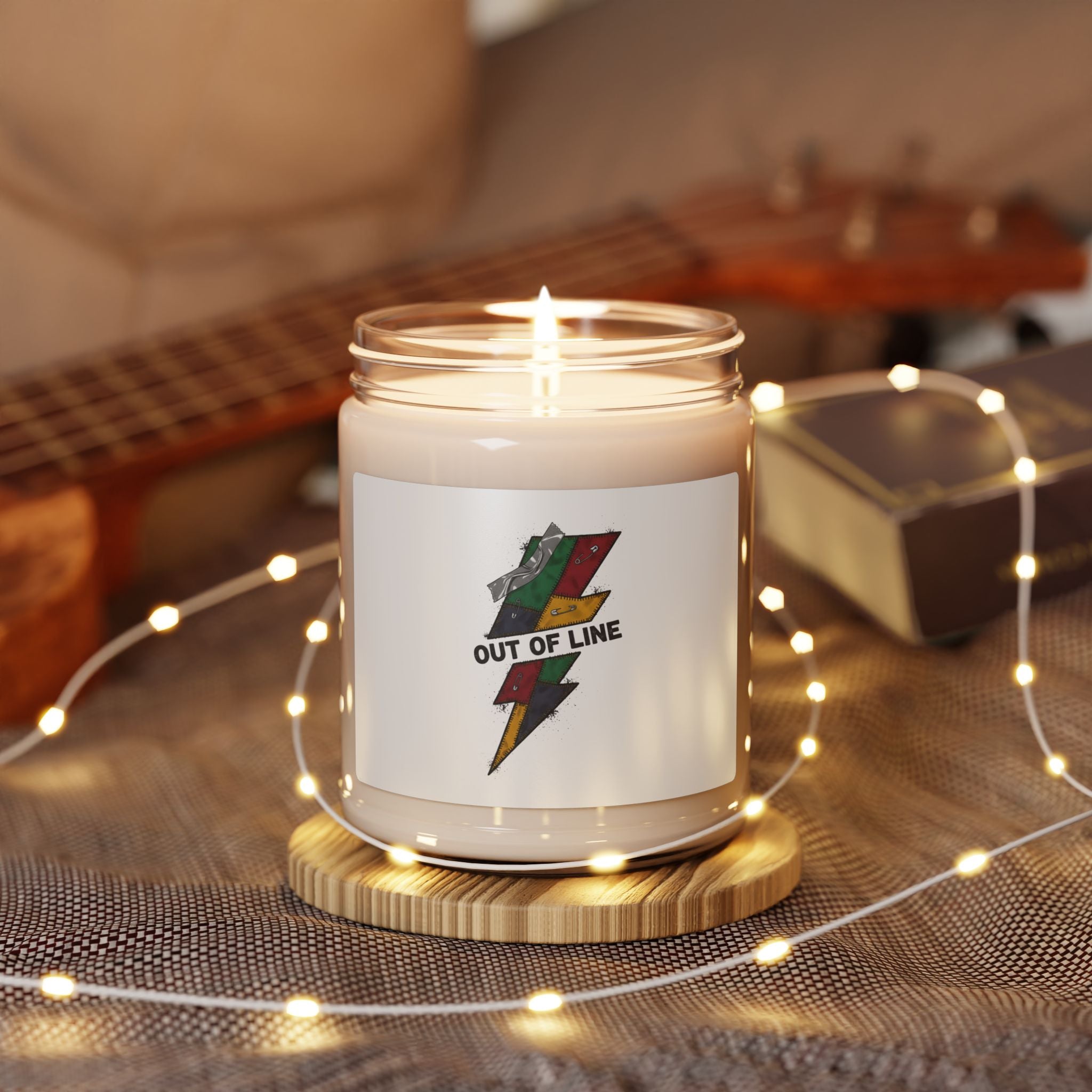 Grunge Lightning Patch Candle, Soy Jar | Plaid Revival, 90s Rock