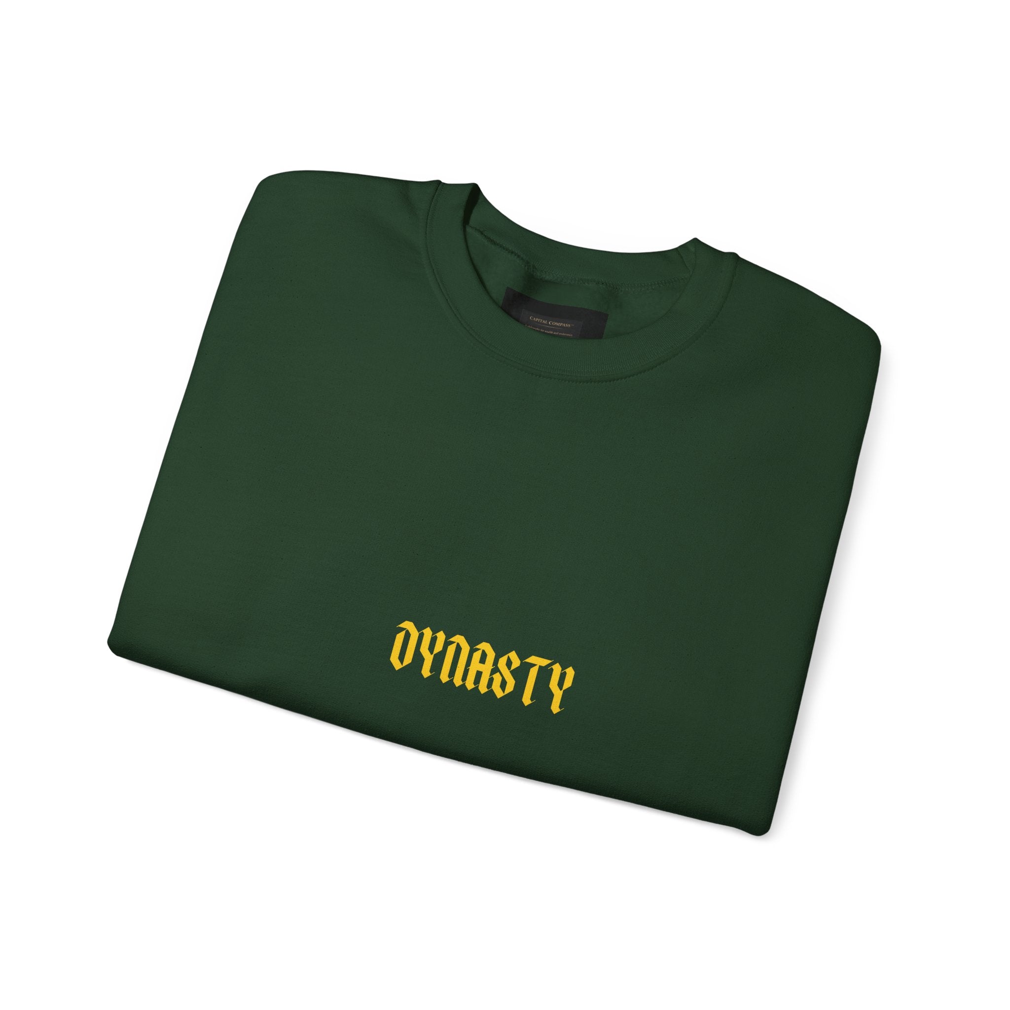 Dynasty Minimalist Crewneck Sweatshirt — Small Gold Text
