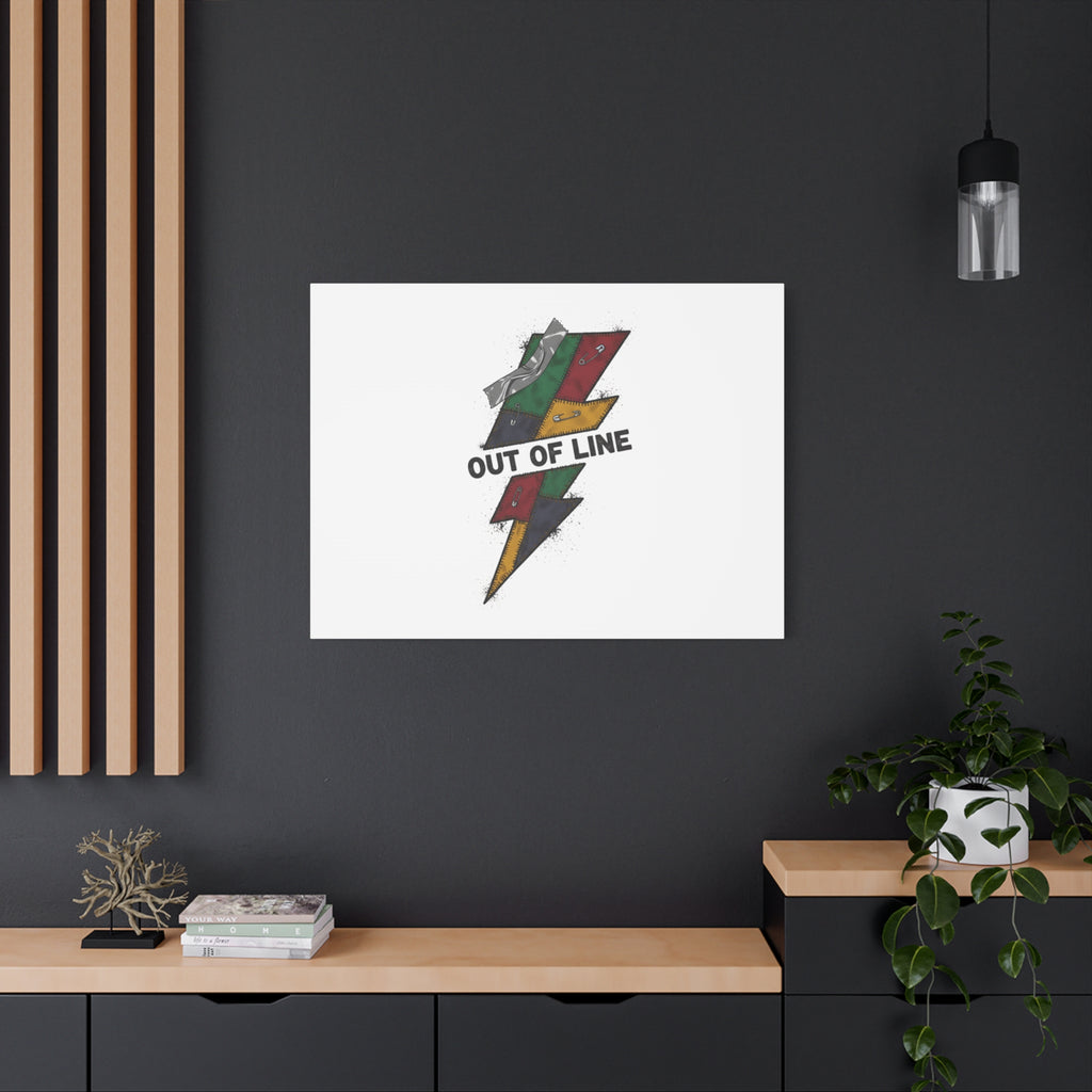 Out of Line Lightning Canvas | Grunge Plaid Patchwork, 90s Rock Revival