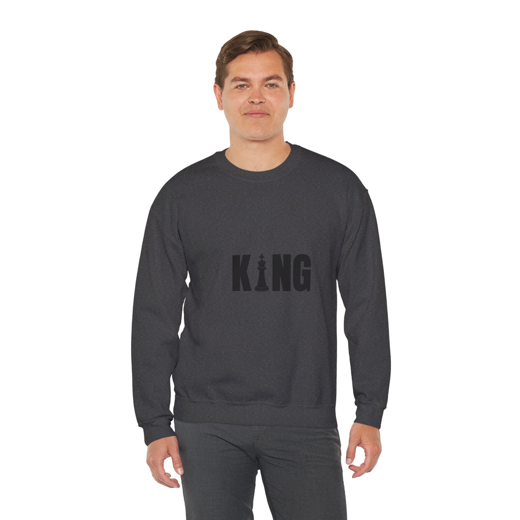 King Chess Piece Crewneck Sweatshirt — Minimalist Chess King Graphic