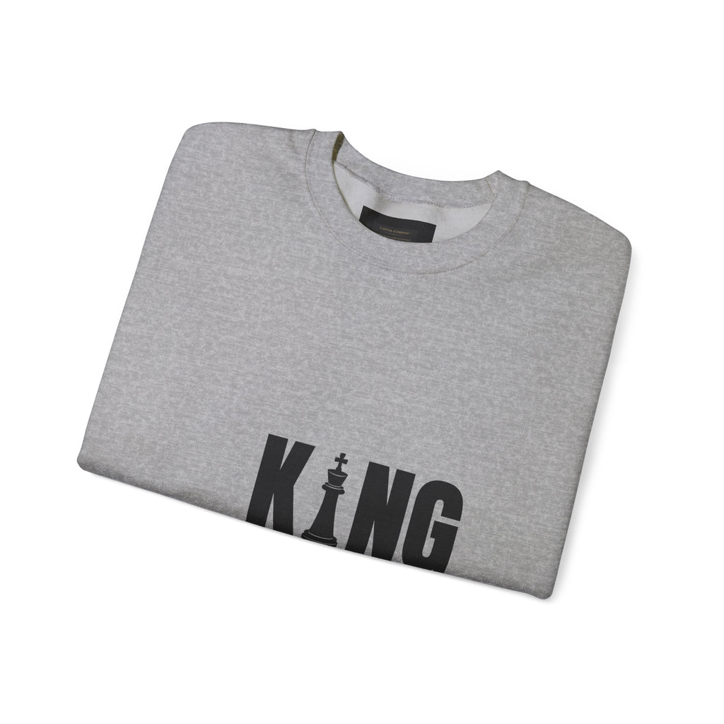 King Chess Piece Crewneck Sweatshirt — Minimalist Chess King Graphic