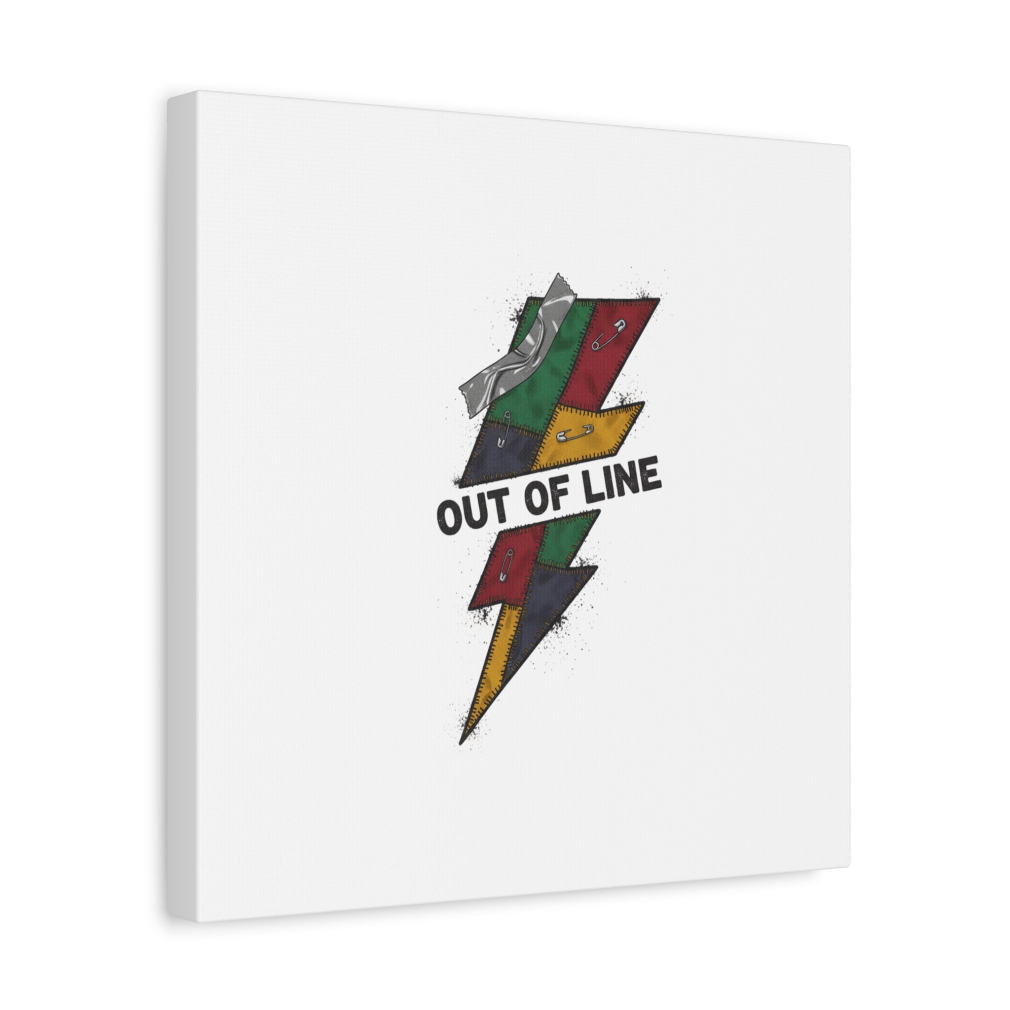 Out of Line Lightning Canvas | Grunge Plaid Patchwork, 90s Rock Revival