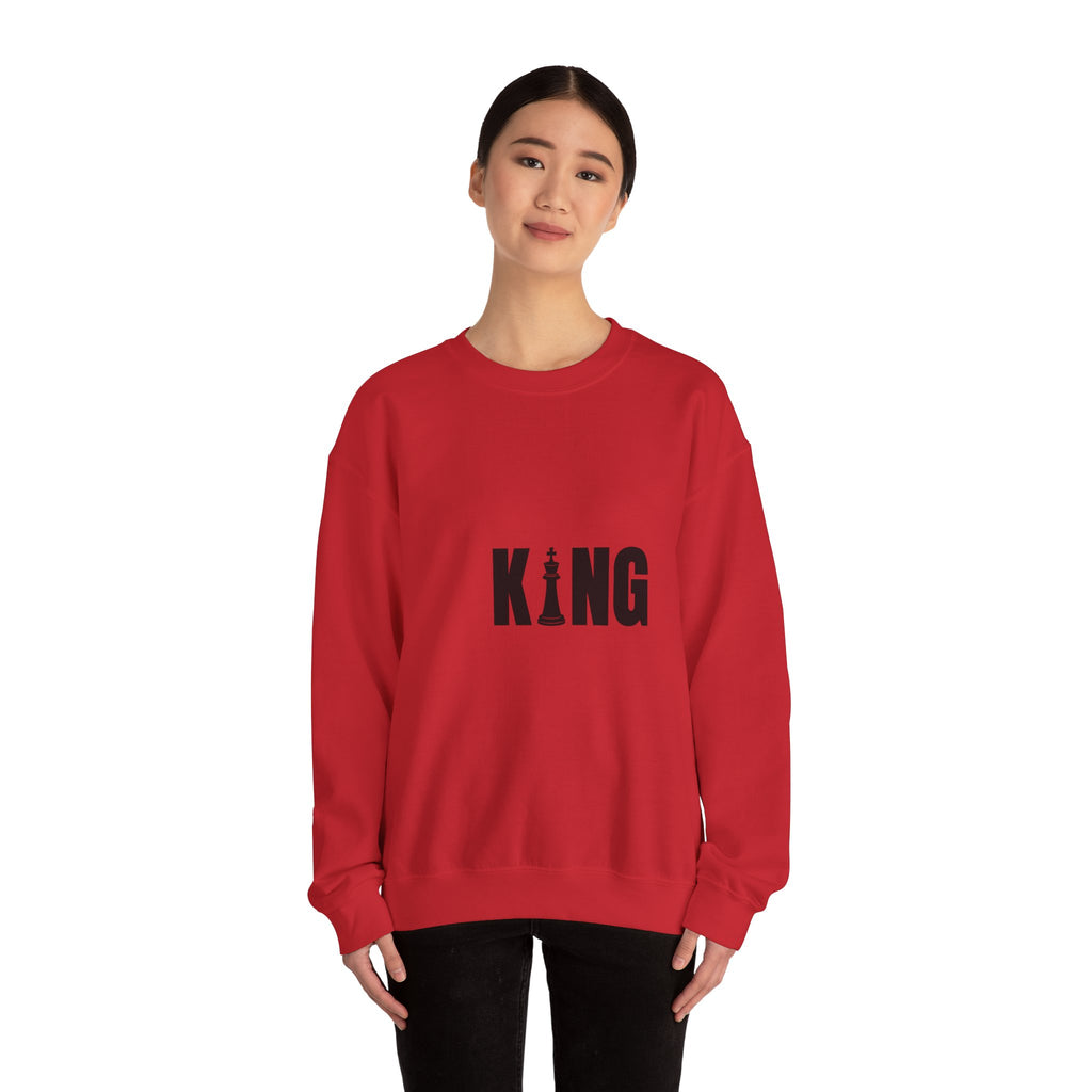 King Chess Piece Crewneck Sweatshirt — Minimalist Chess King Graphic
