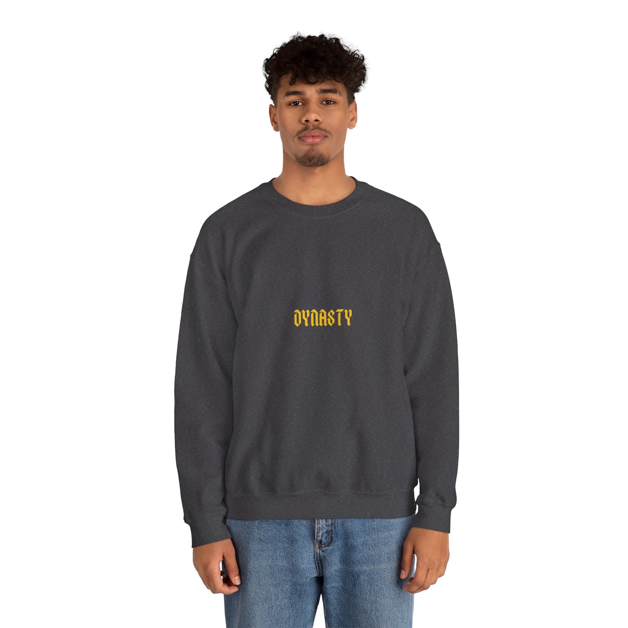 Dynasty Minimalist Crewneck Sweatshirt — Small Gold Text