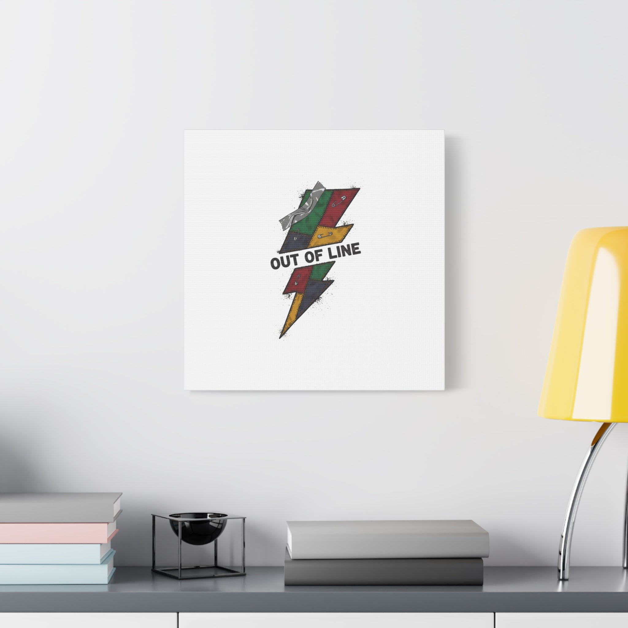 Out of Line Lightning Canvas | Grunge Plaid Patchwork, 90s Rock Revival