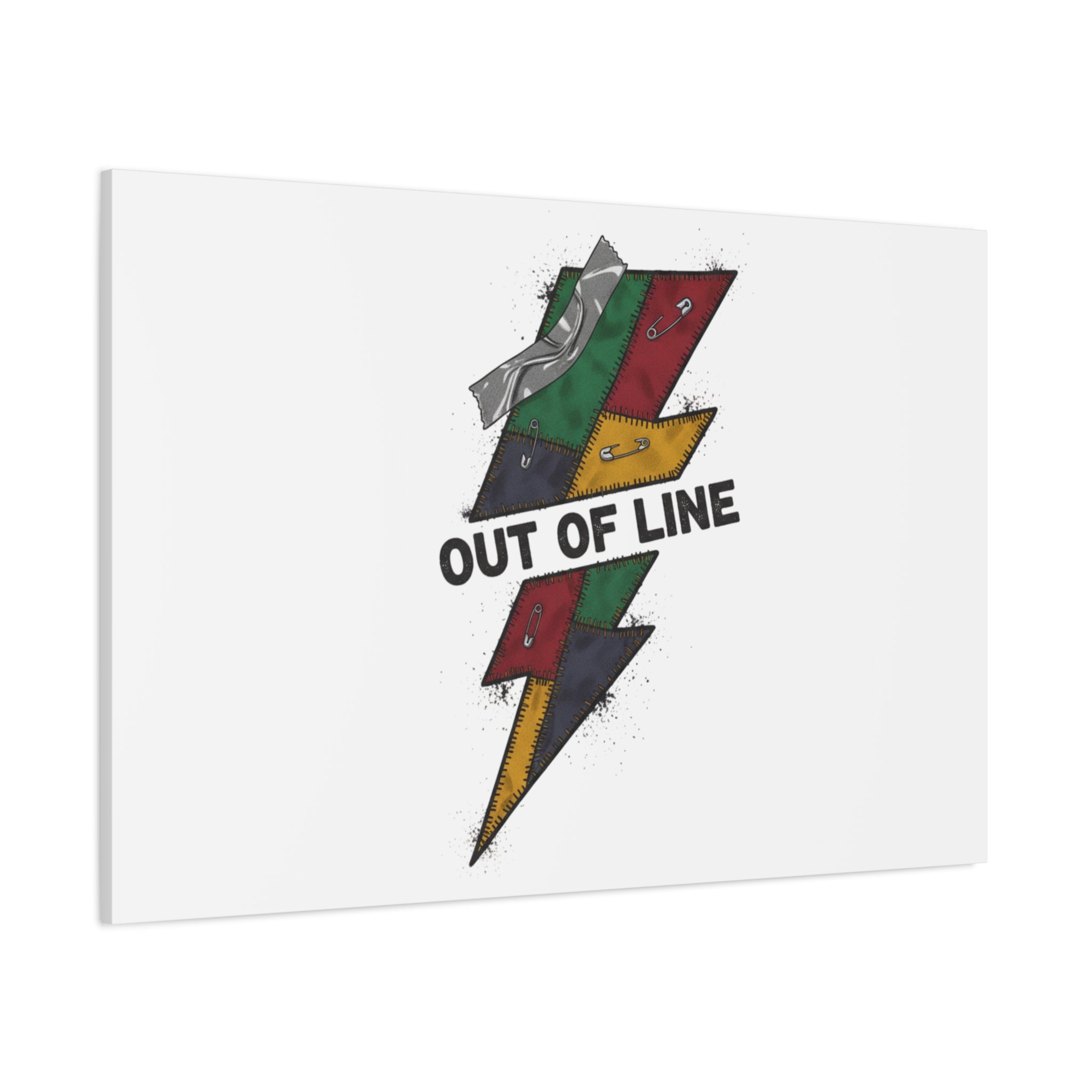 Out of Line Lightning Canvas | Grunge Plaid Patchwork, 90s Rock Revival