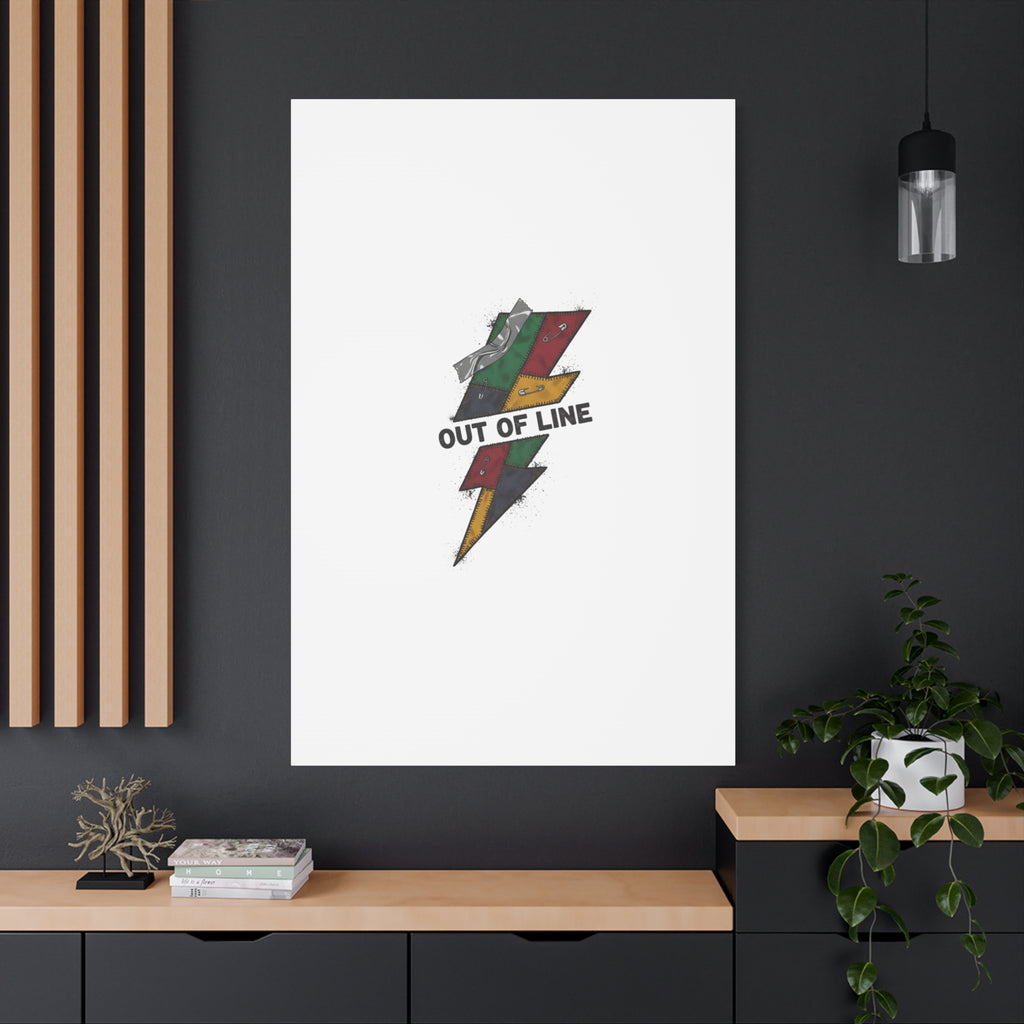 Out of Line Lightning Canvas | Grunge Plaid Patchwork, 90s Rock Revival