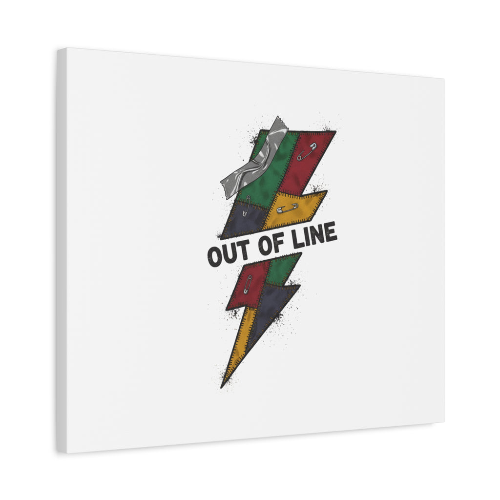 Out of Line Lightning Canvas | Grunge Plaid Patchwork, 90s Rock Revival