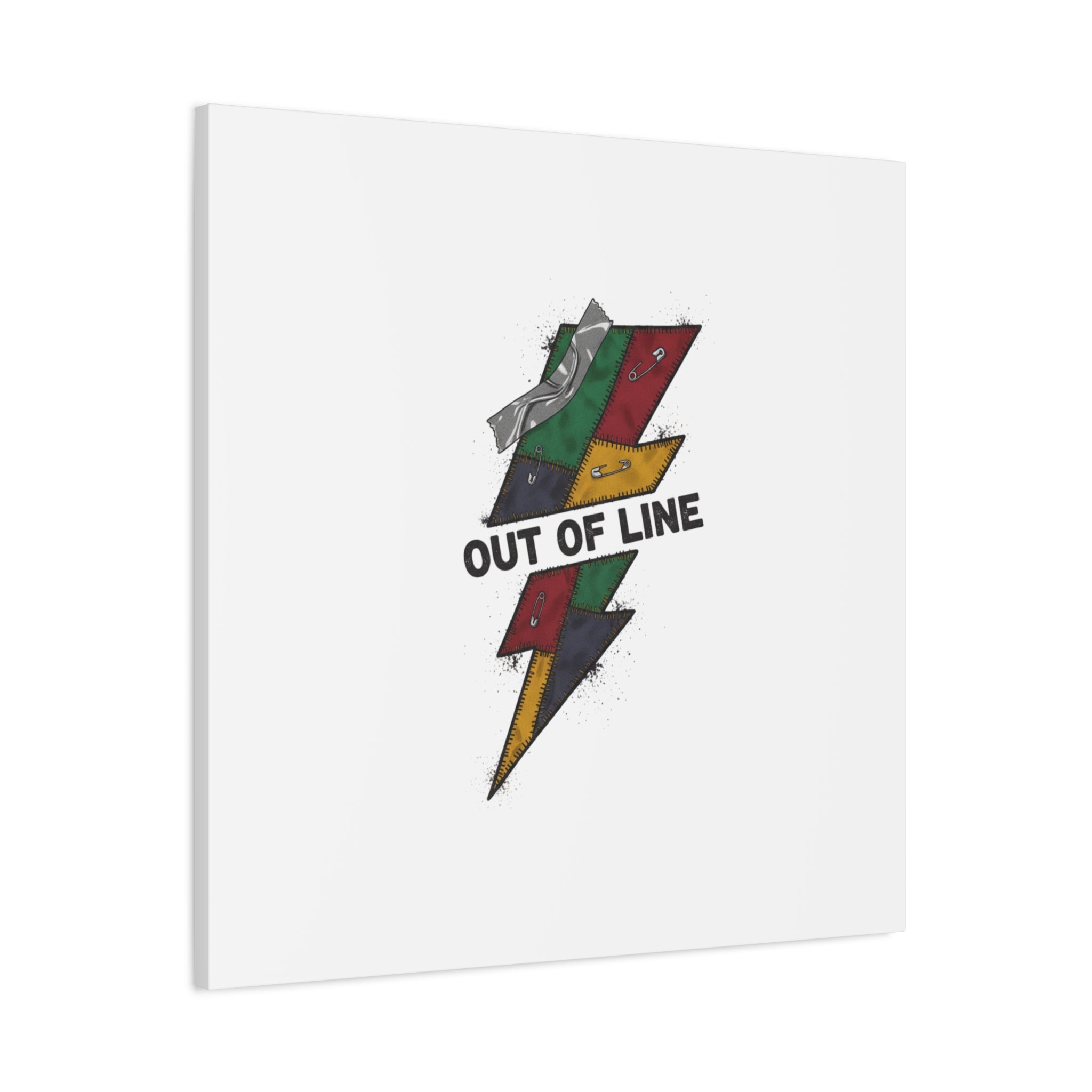 Out of Line Lightning Canvas | Grunge Plaid Patchwork, 90s Rock Revival