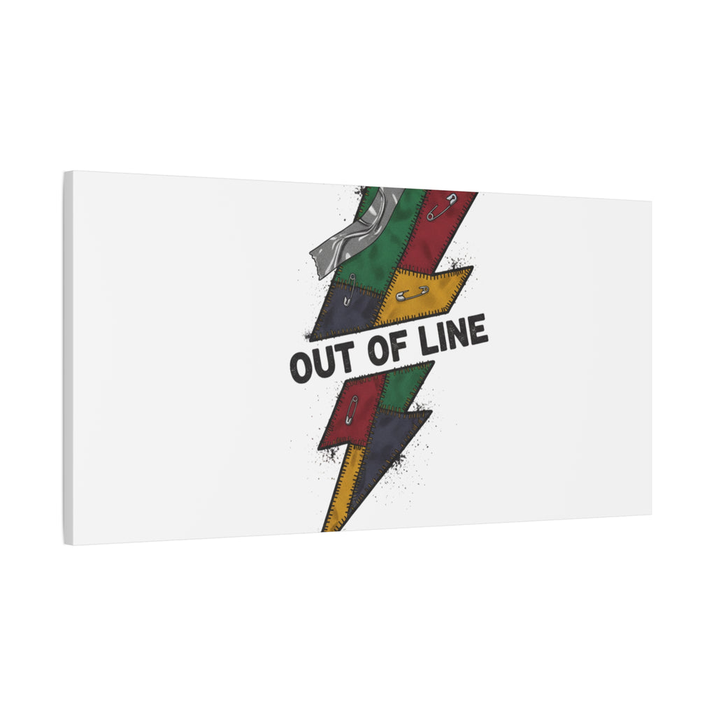 Out of Line Lightning Canvas | Grunge Plaid Patchwork, 90s Rock Revival