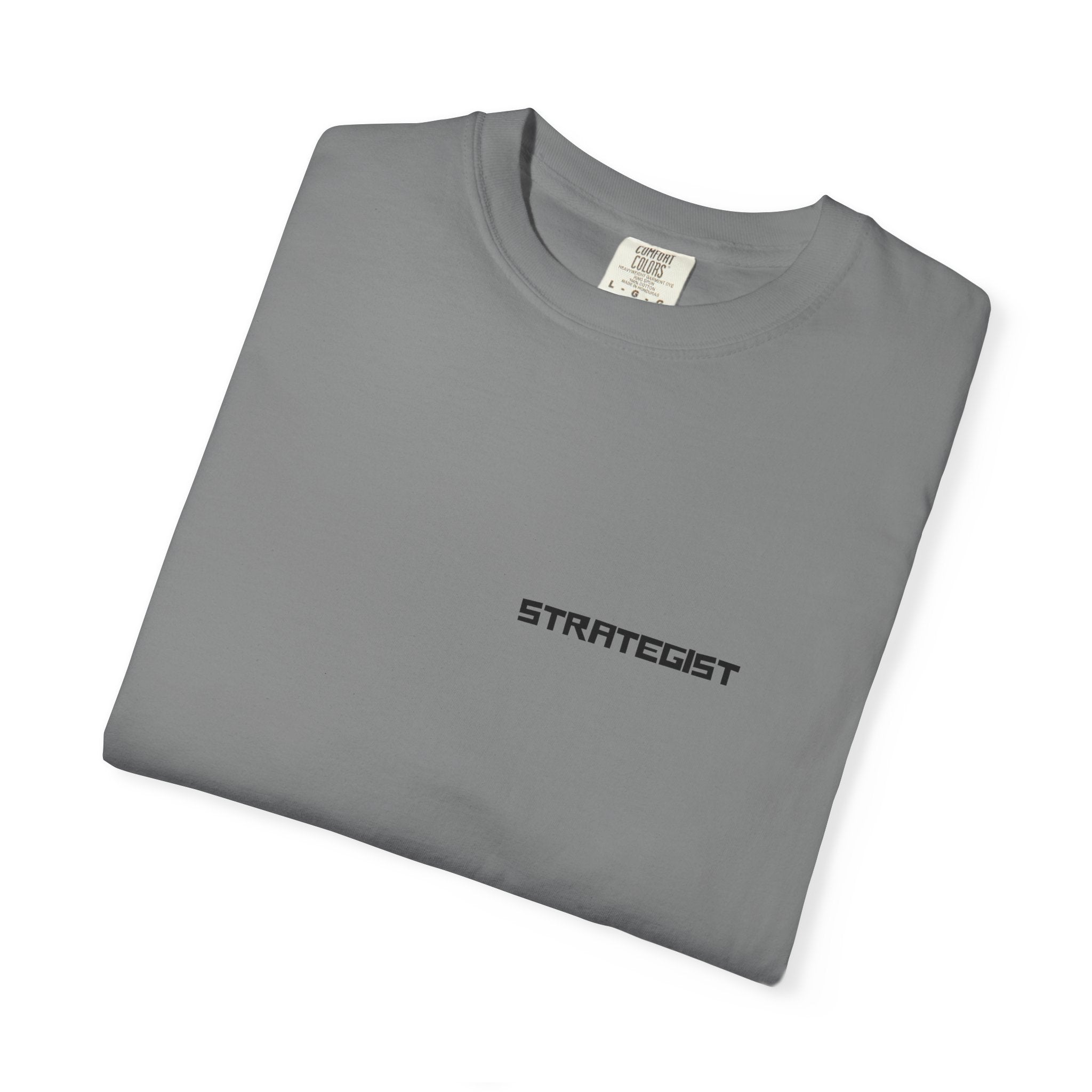 Strategist Minimalist Tee — Small Chest Text Graphic T-Shirt