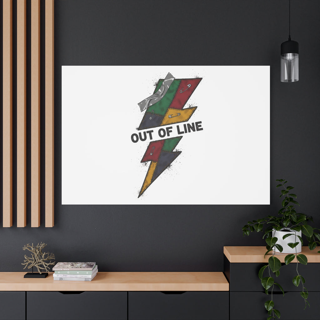 Out of Line Lightning Canvas | Grunge Plaid Patchwork, 90s Rock Revival