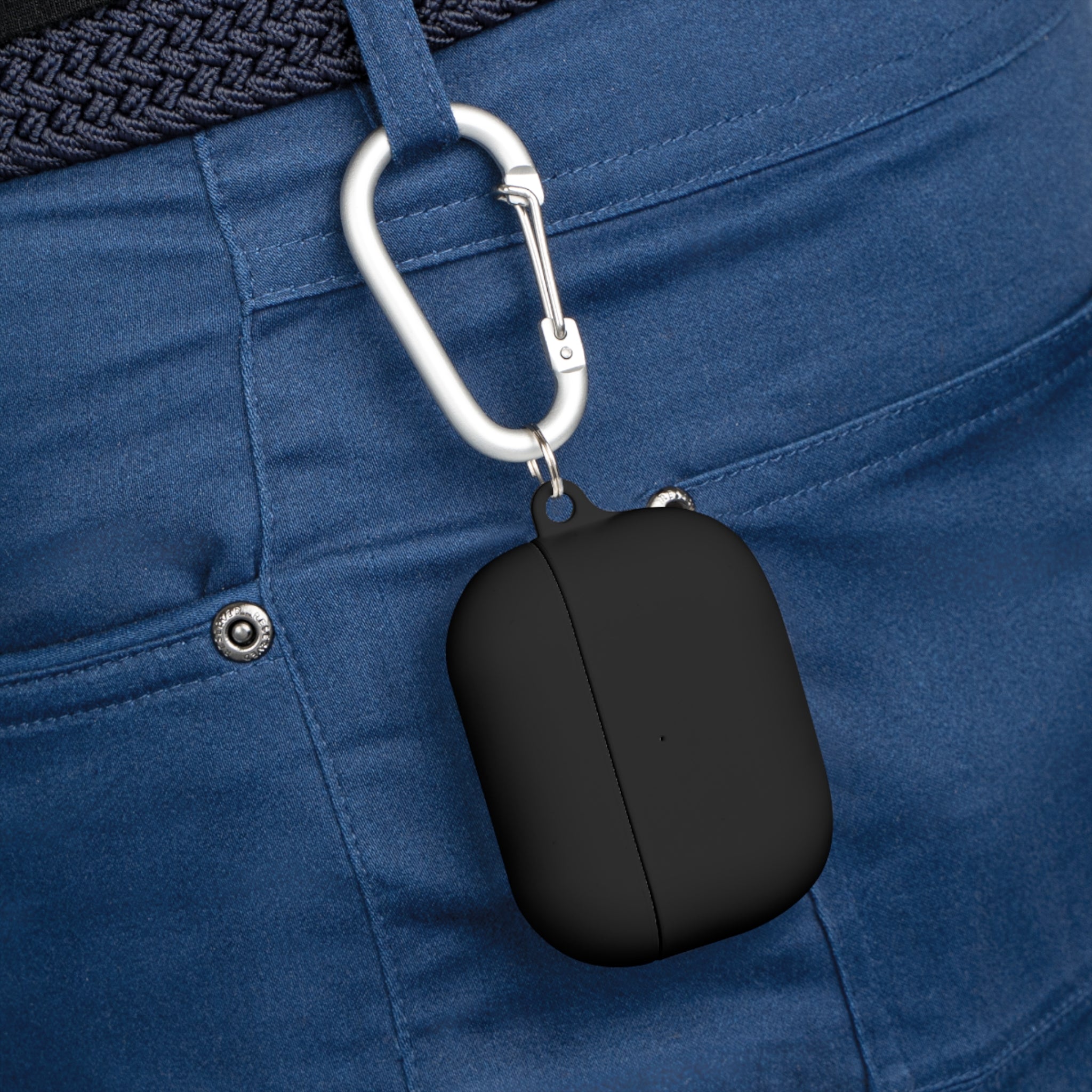 Minimal White AirPods Case with Carabiner — Protective Silicone Cover