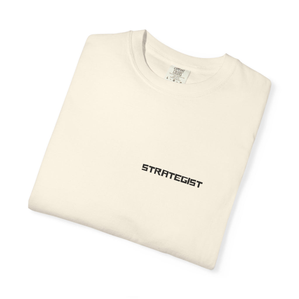 Strategist Minimalist Tee — Small Chest Text Graphic T-Shirt