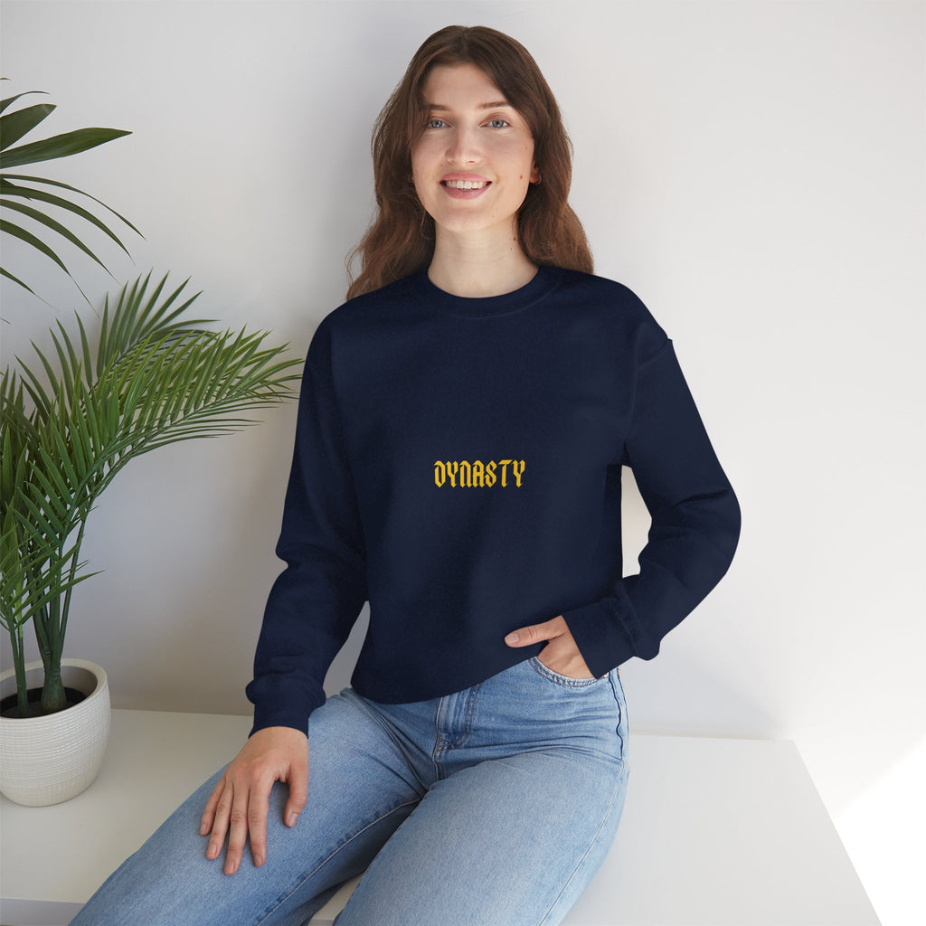 Dynasty Minimalist Crewneck Sweatshirt — Small Gold Text
