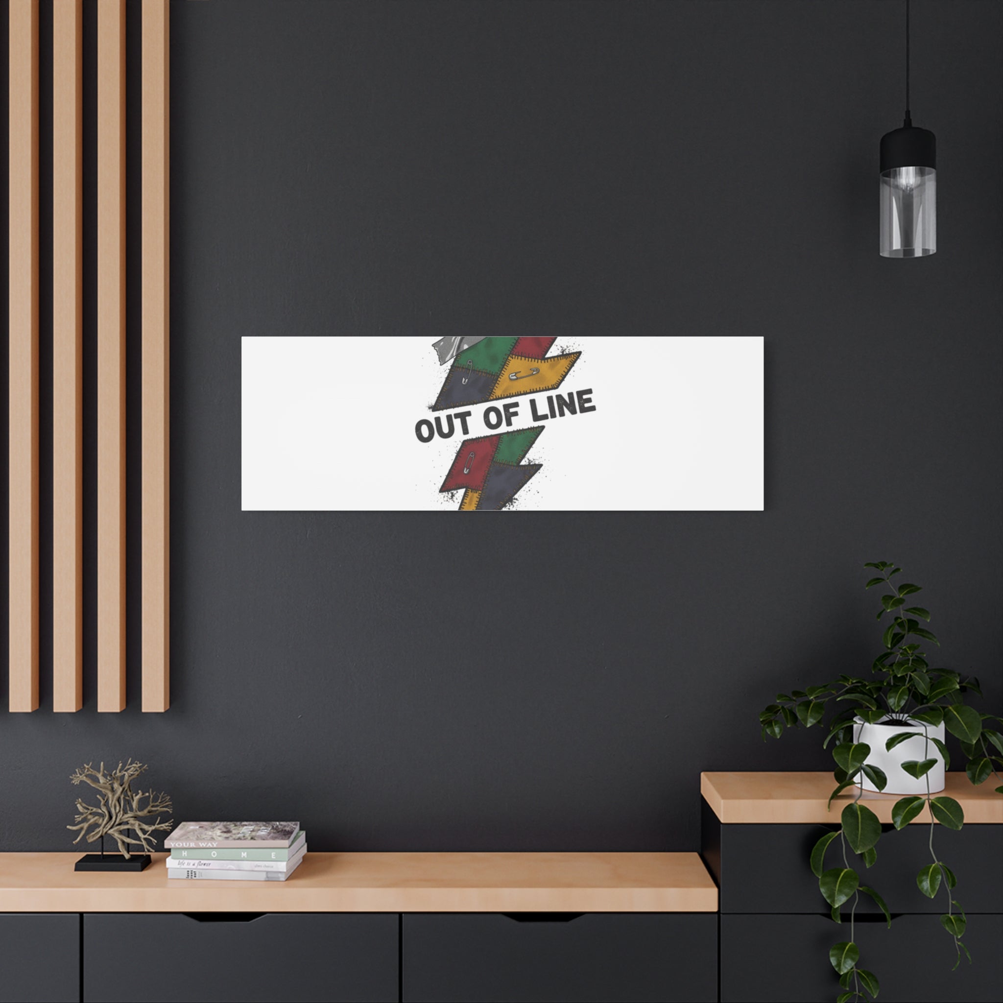 Out of Line Lightning Canvas | Grunge Plaid Patchwork, 90s Rock Revival