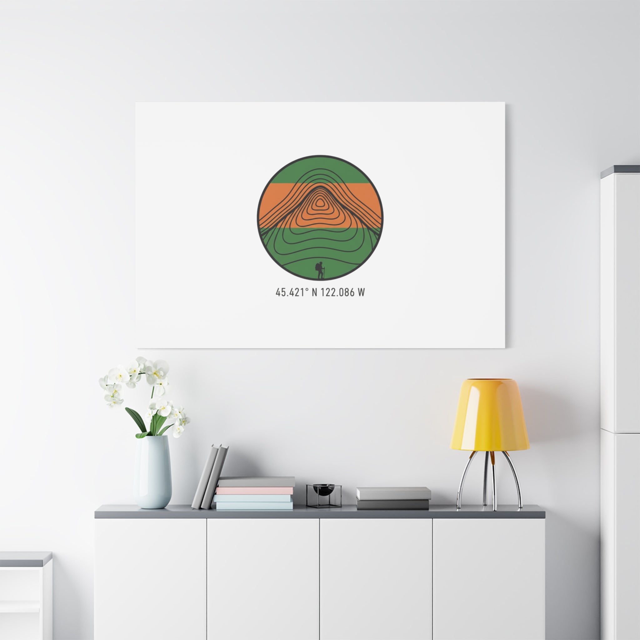 Topographic Contour Mountain Canvas | Topo Map Print, Terrain Wall Art