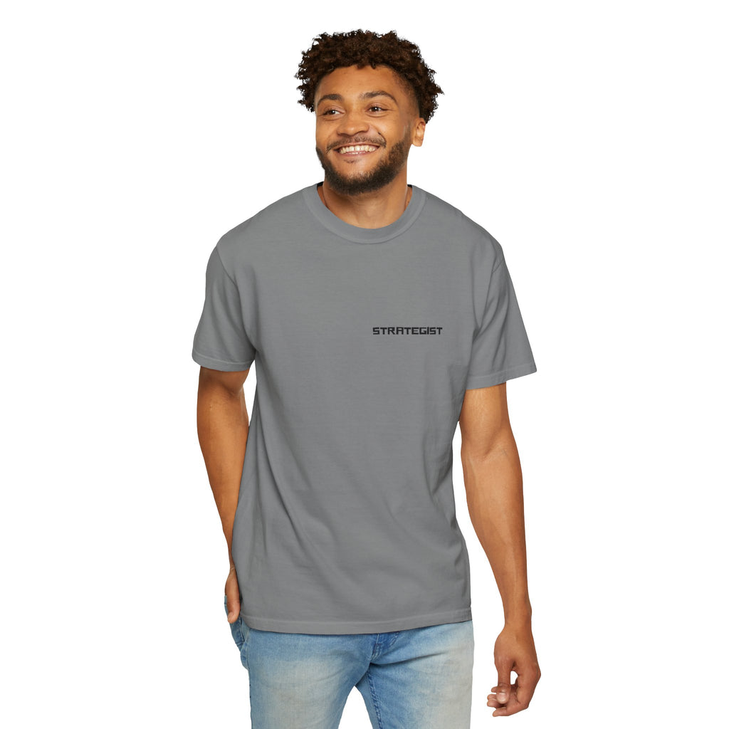 Strategist Minimalist Tee — Small Chest Text Graphic T-Shirt