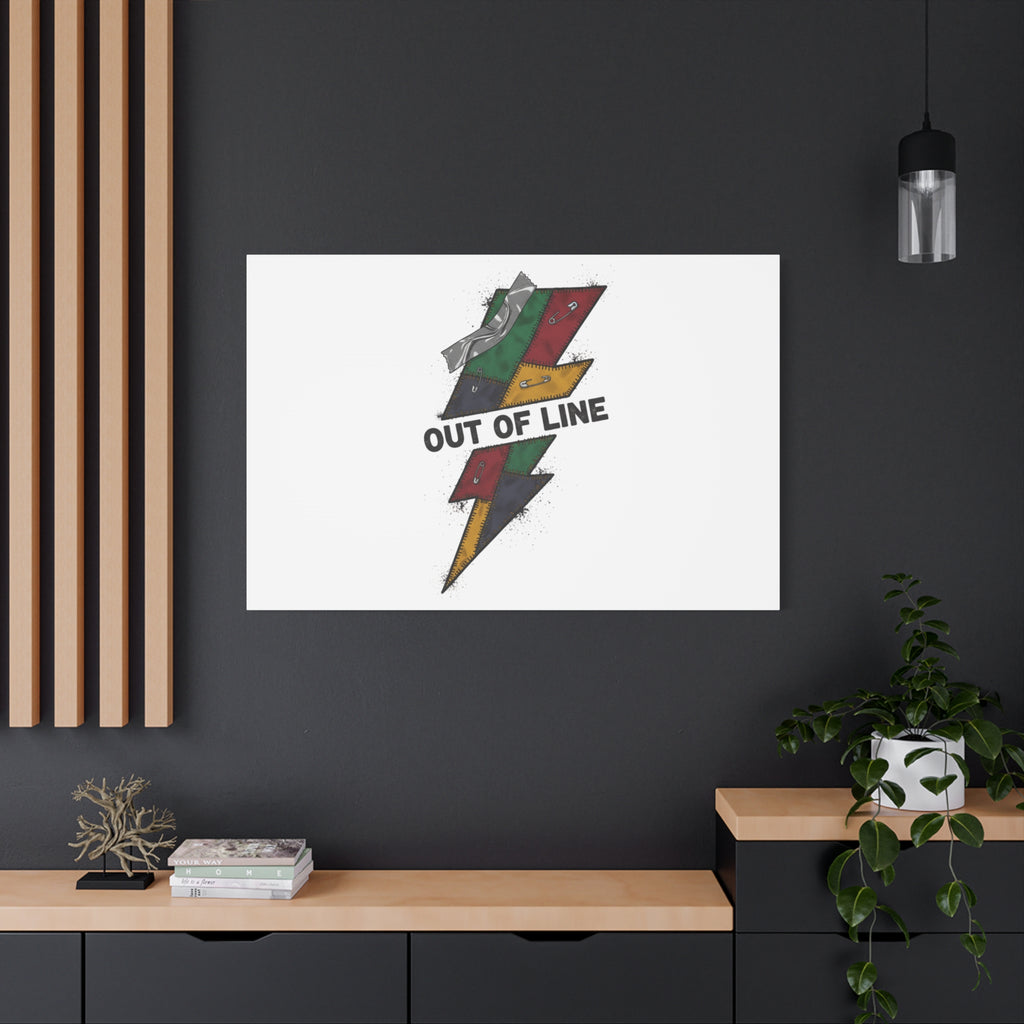 Out of Line Lightning Canvas | Grunge Plaid Patchwork, 90s Rock Revival