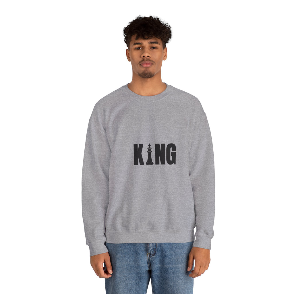 King Chess Piece Crewneck Sweatshirt — Minimalist Chess King Graphic