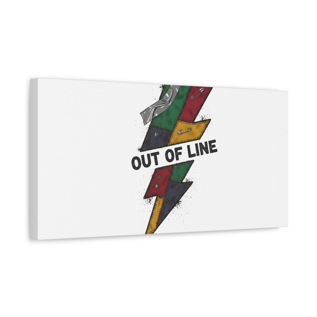 Out of Line Lightning Canvas | Grunge Plaid Patchwork, 90s Rock Revival