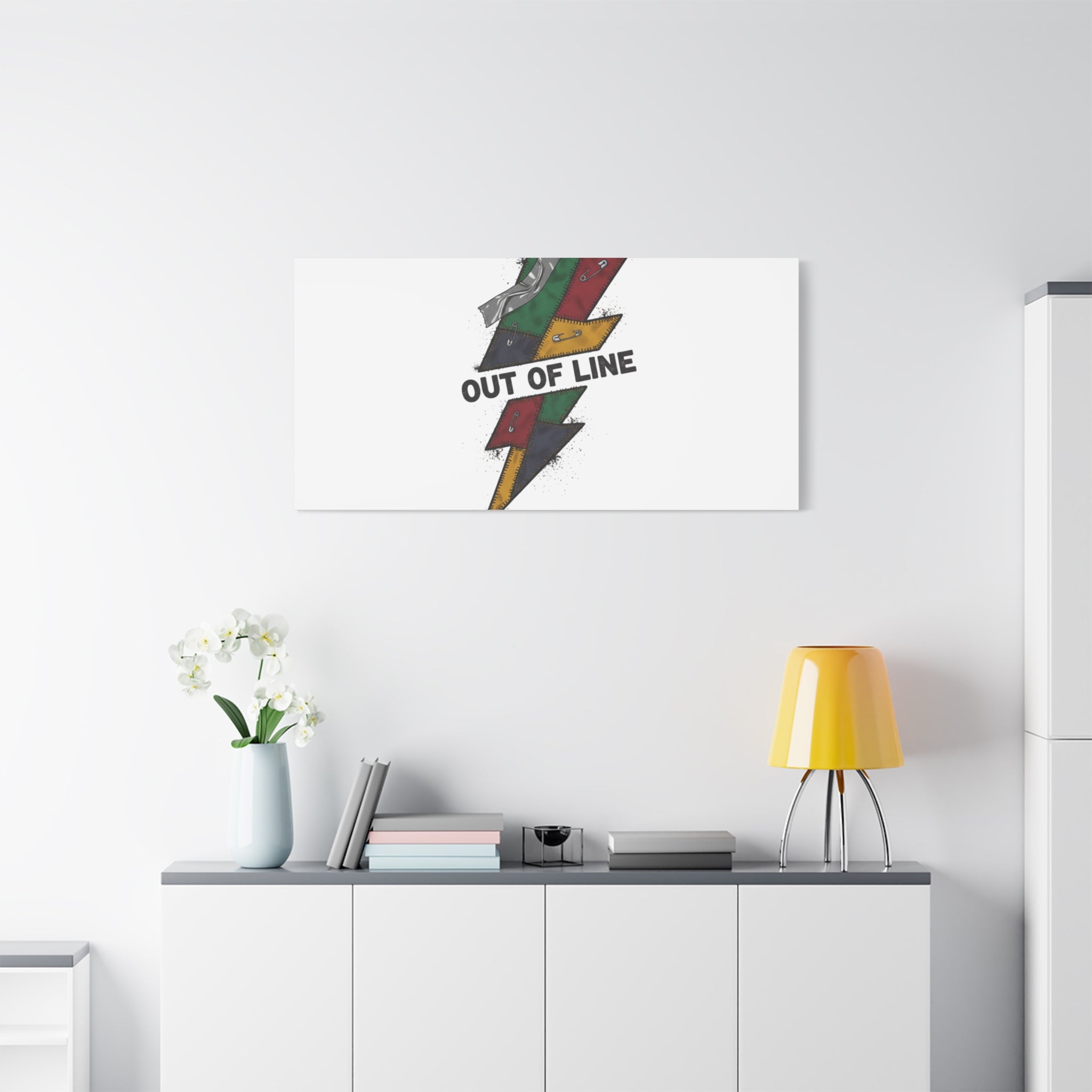 Out of Line Lightning Canvas | Grunge Plaid Patchwork, 90s Rock Revival