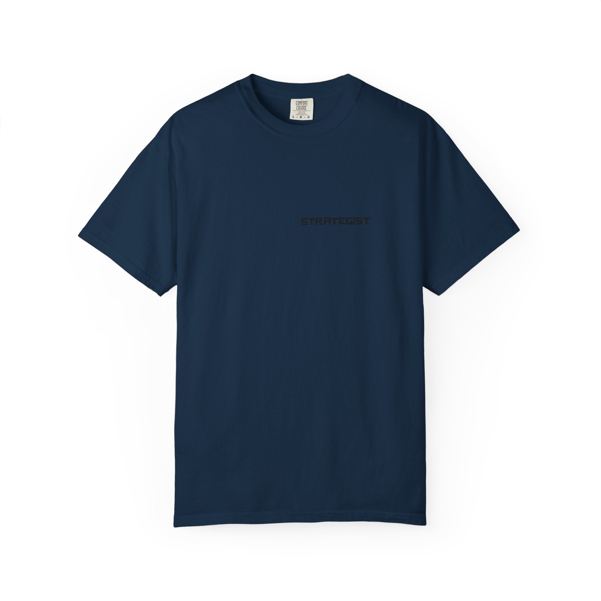 Strategist Minimalist Tee — Small Chest Text Graphic T-Shirt