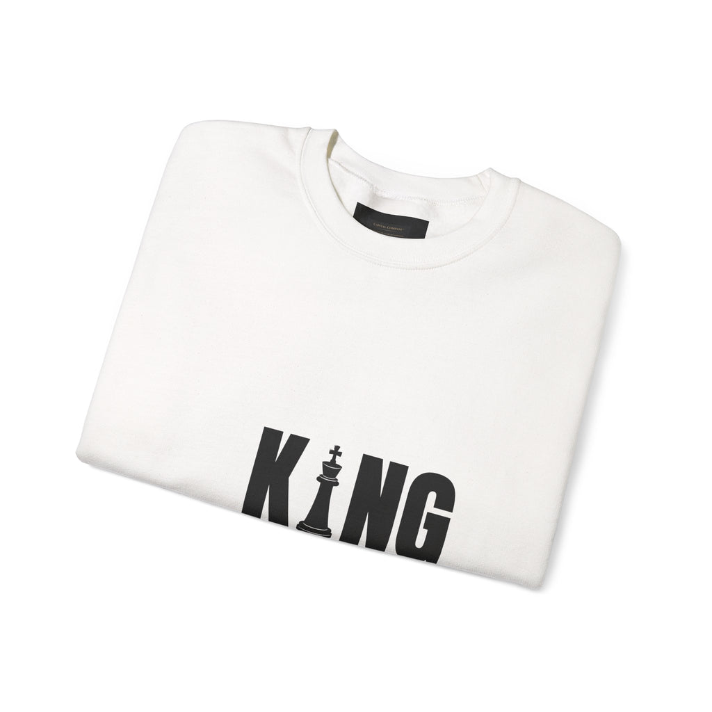 King Chess Piece Crewneck Sweatshirt — Minimalist Chess King Graphic
