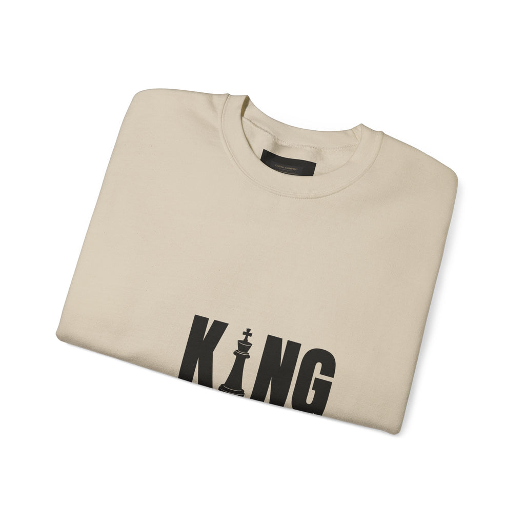 King Chess Piece Crewneck Sweatshirt — Minimalist Chess King Graphic