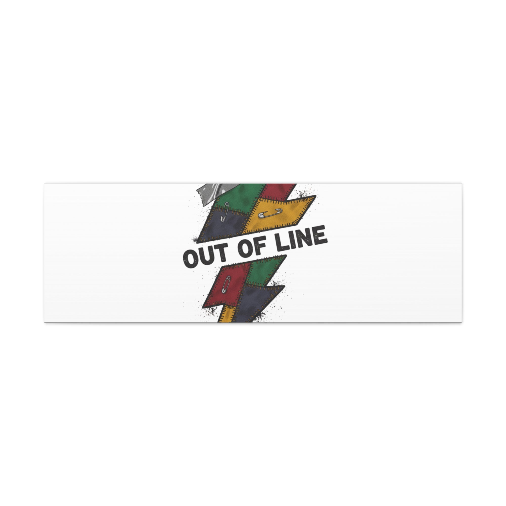 Out of Line Lightning Canvas | Grunge Plaid Patchwork, 90s Rock Revival