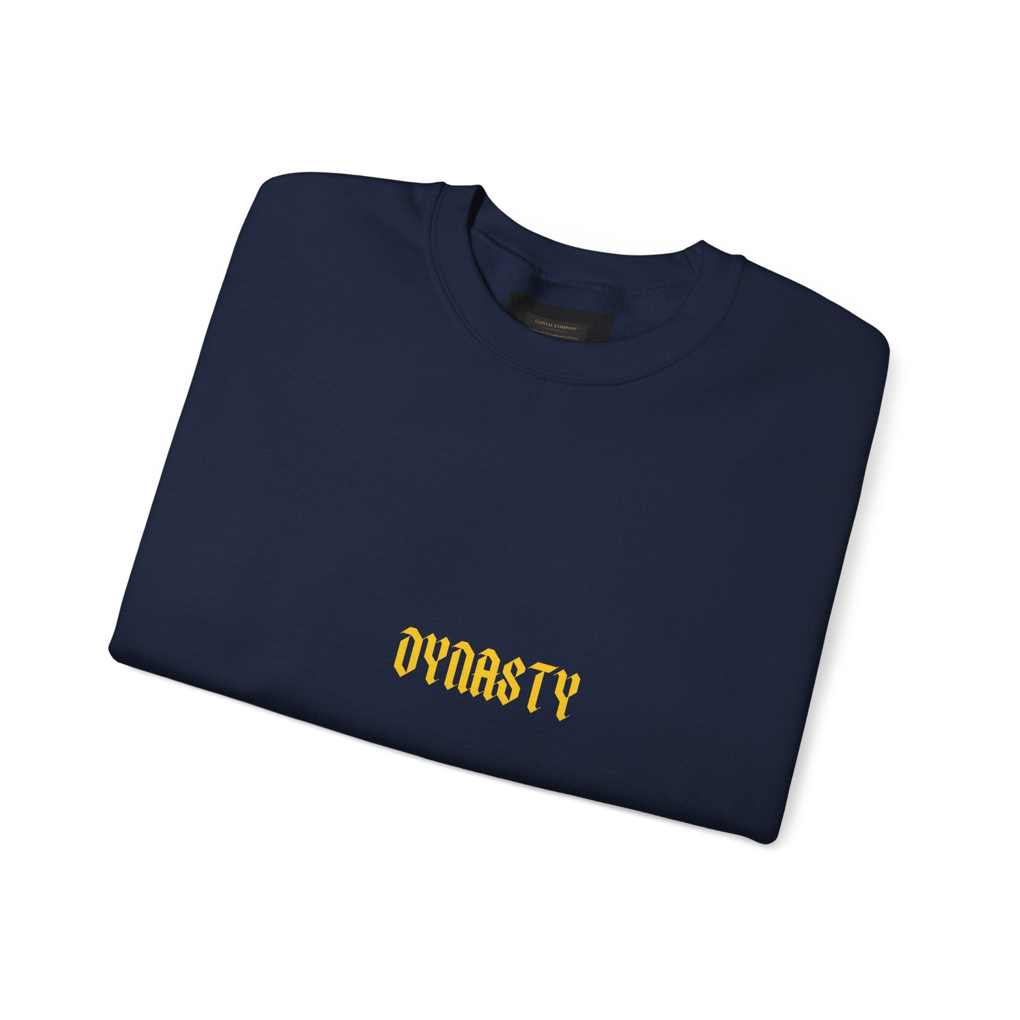 Dynasty Minimalist Crewneck Sweatshirt — Small Gold Text