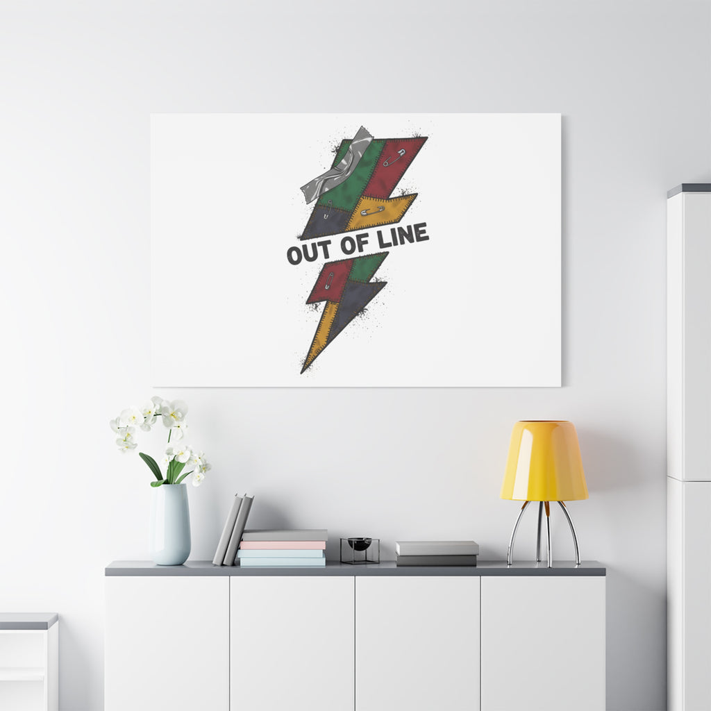 Out of Line Lightning Canvas | Grunge Plaid Patchwork, 90s Rock Revival