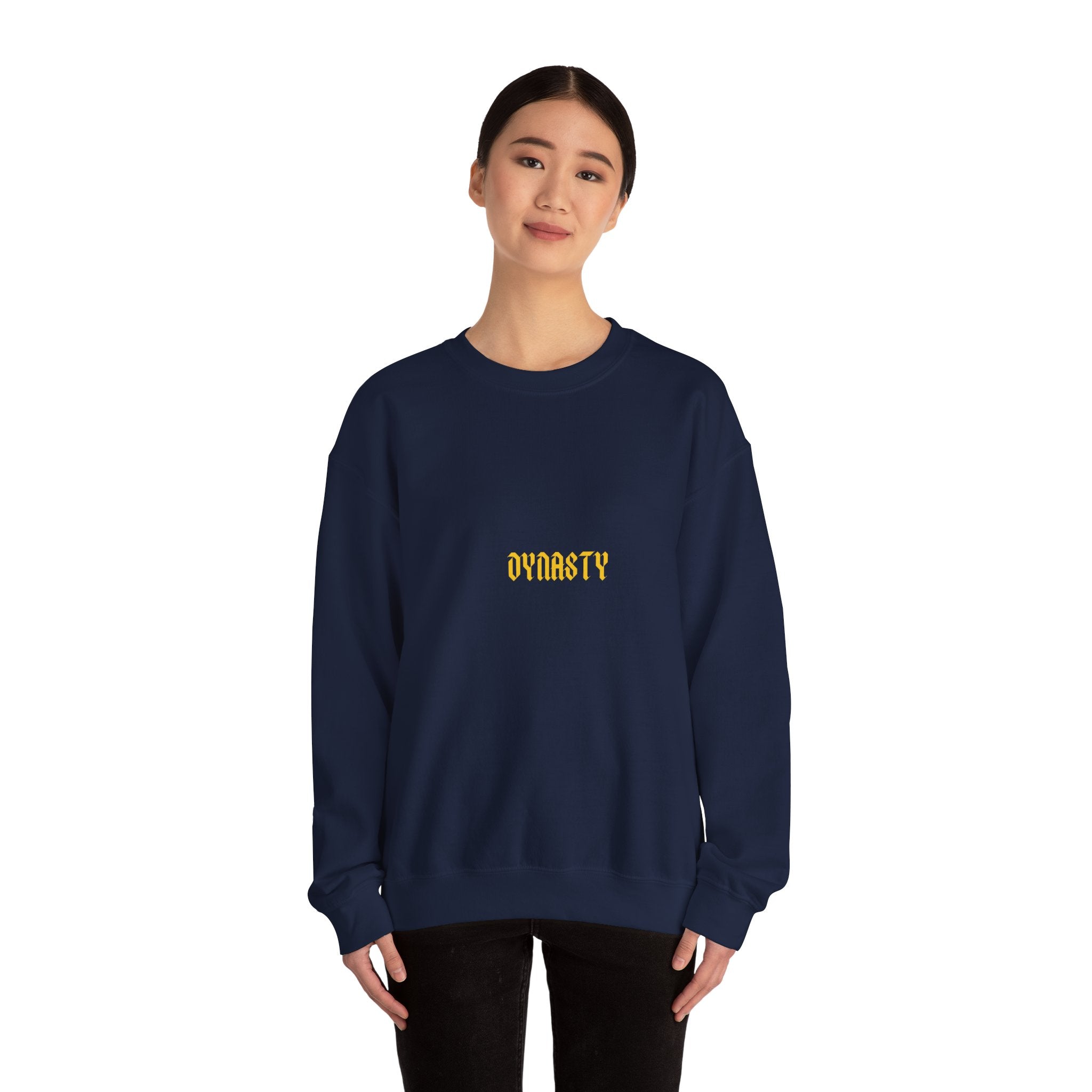 Dynasty Minimalist Crewneck Sweatshirt — Small Gold Text