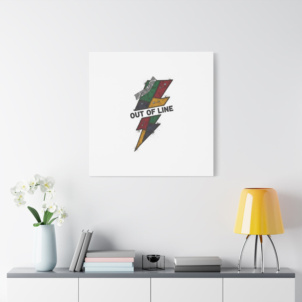 Out of Line Lightning Canvas | Grunge Plaid Patchwork, 90s Rock Revival