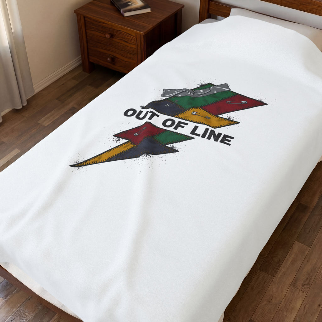 Out of Line lightning bolt velveteen blanket | grunge plaid revival, 90s rock aesthetic
