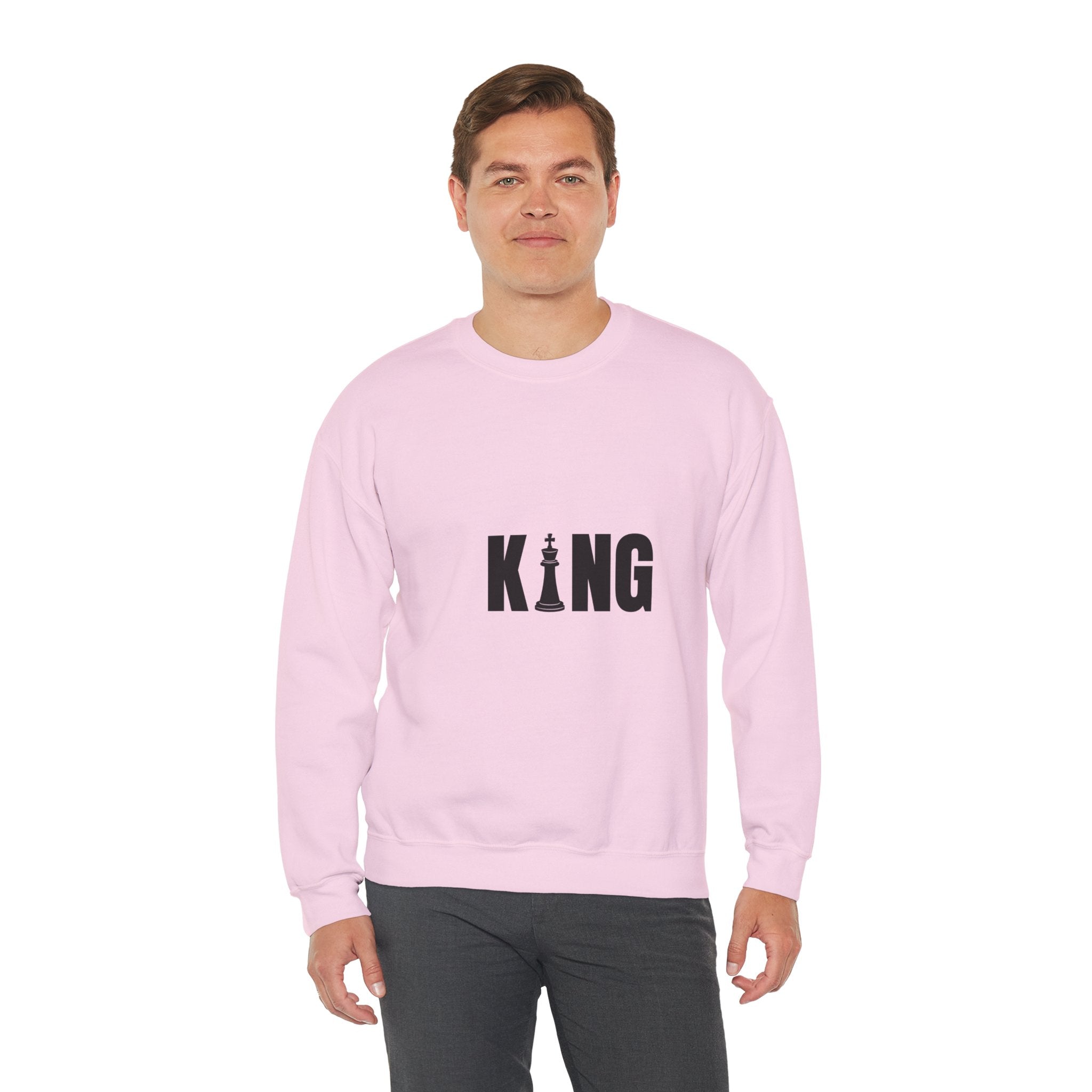 King Chess Piece Crewneck Sweatshirt — Minimalist Chess King Graphic