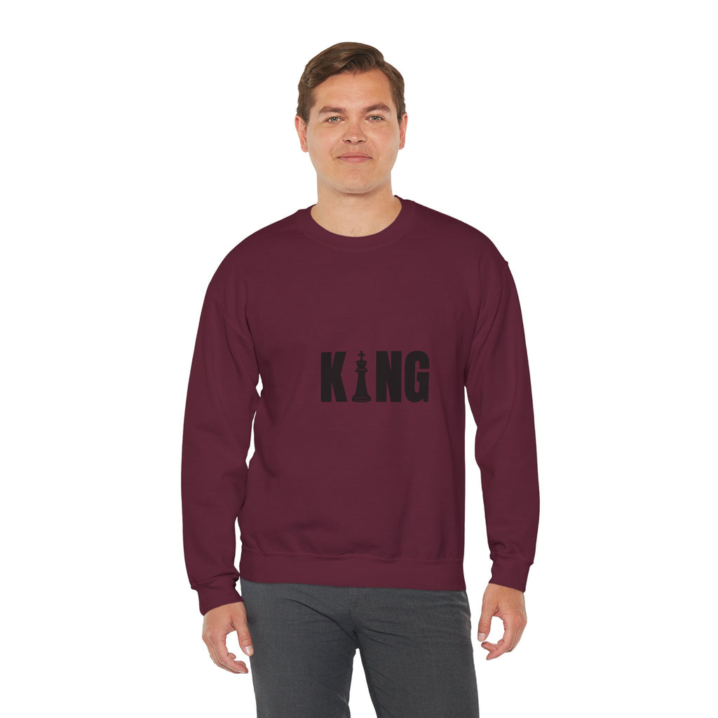 King Chess Piece Crewneck Sweatshirt — Minimalist Chess King Graphic